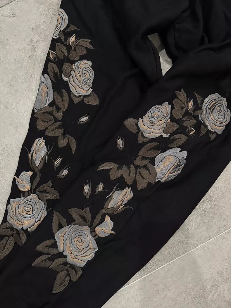 Alexander McQueen Black Casual Pants with Hand-Embroidered Logo- DMC Size US 31 - 2 Thumbnail