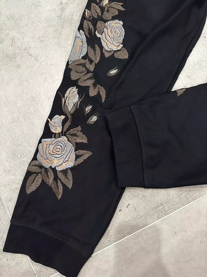 Alexander McQueen Black Casual Pants with Hand-Embroidered Logo- DMC Size US 31 - 3 Thumbnail