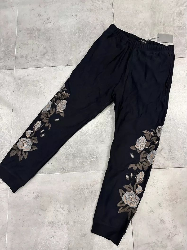 Alexander McQueen Black Casual Pants with Hand-Embroidered Logo- DMC Size US 31 - 7 Thumbnail