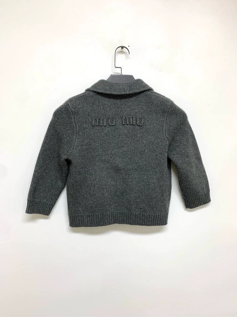 Prada Miu Miu Gray Knit Cardigan with Logo- DMC Size US M / EU 48-50 / 2 - 2 Thumbnail