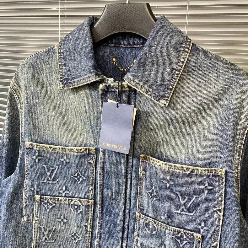 Louis Vuitton Louis Vuitton Denim Jacket with Logo Design- DMC Size US L / EU 52-54 / 3 - 3 Thumbnail