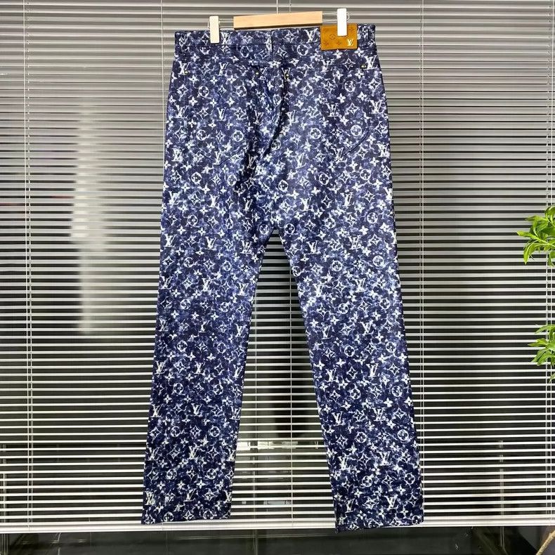 Louis Vuitton Louis Vuitton Blue Printed Casual Pants- DMC Size US 33 - 2 Thumbnail