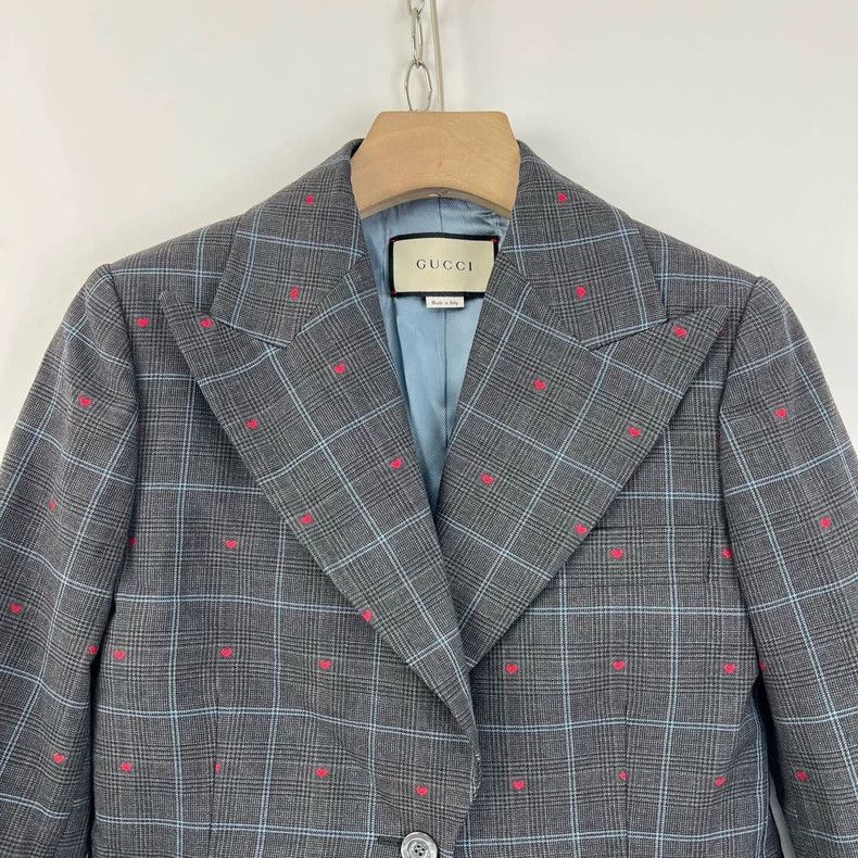 Gucci Gucci Checked Blazer with Heart Embroidery- DMC Size US M / EU 48-50 / 2 - 4 Thumbnail