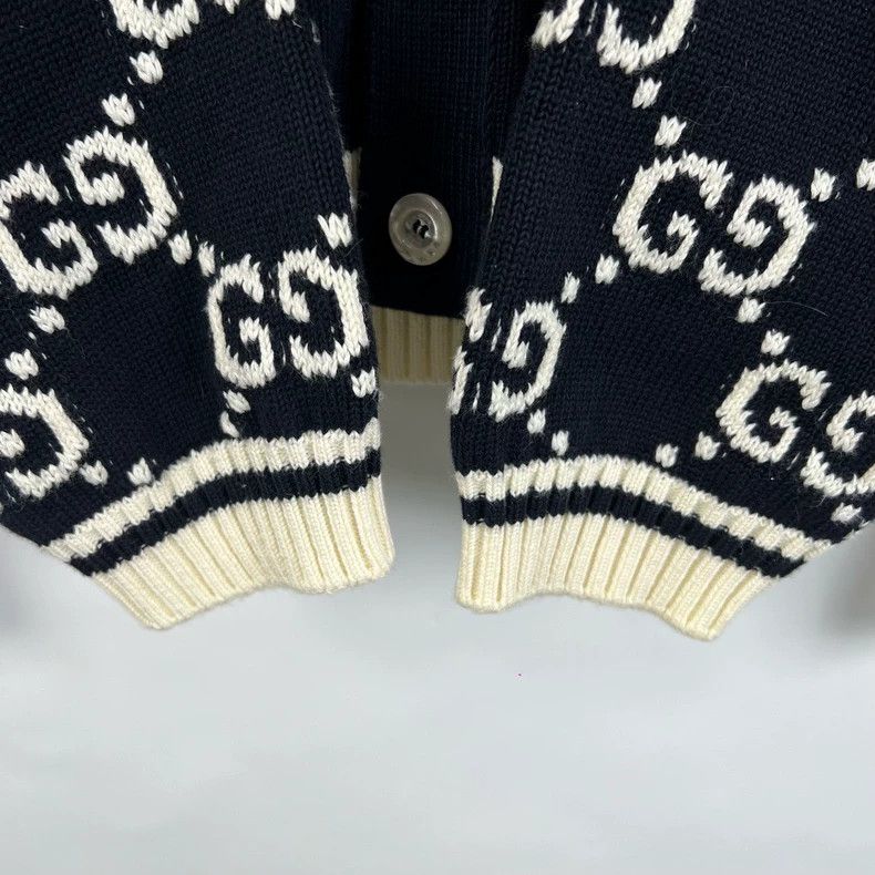Gucci Gucci Navy Stripe Cardigan with Logo Print- DMC Size US L / EU 52-54 / 3 - 6 Thumbnail