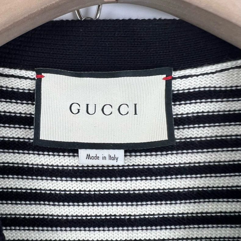 Gucci Gucci Navy Stripe Cardigan with Logo Print- DMC Size US L / EU 52-54 / 3 - 3 Thumbnail