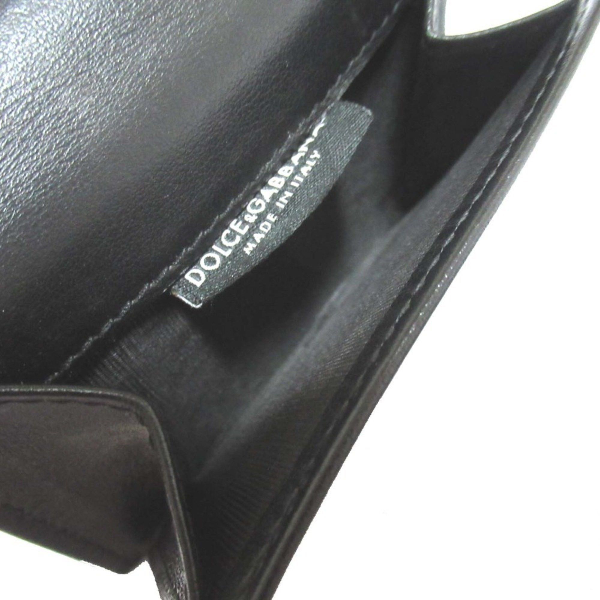 Dolce & Gabbana DOLCE&GABBANA Dolce & Gabbana Logo Print Leather Compact Wallet Tri-fold Coin Purse Black Men Women Size ONE SIZE - 10 Thumbnail
