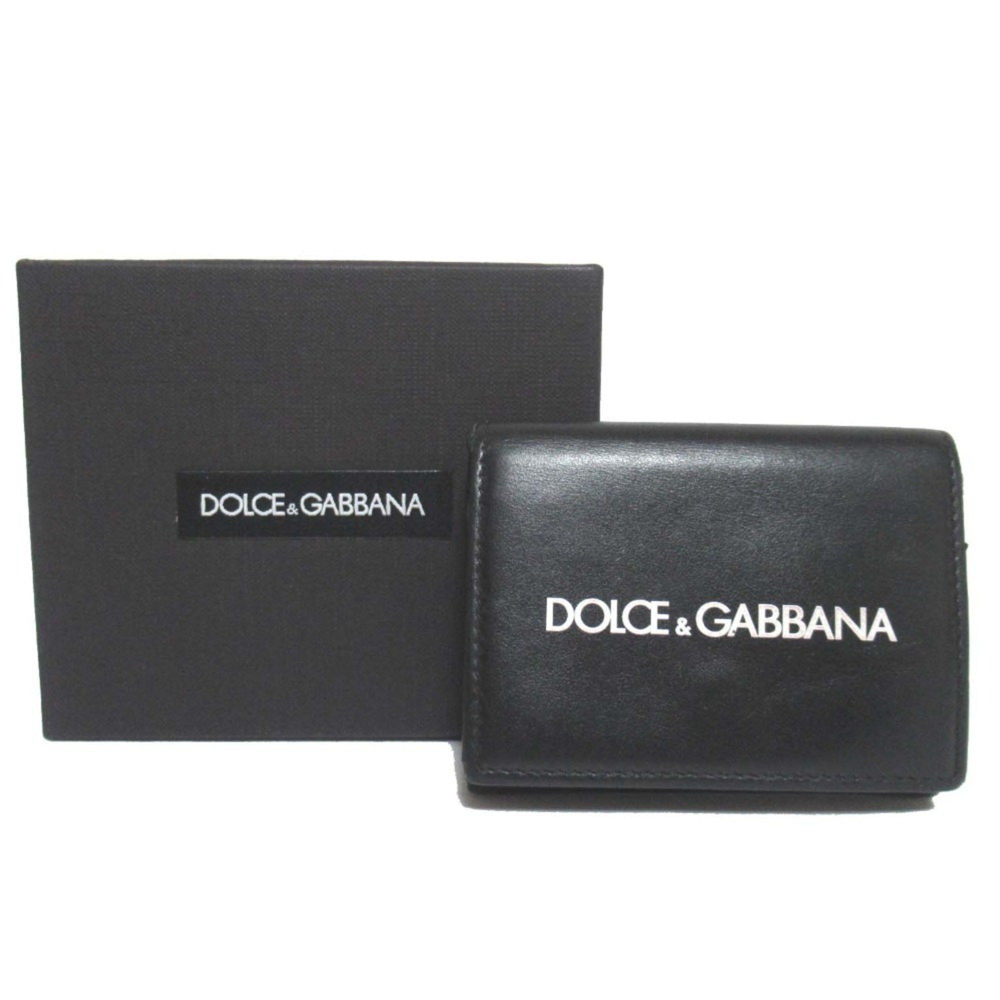 Dolce & Gabbana DOLCE&GABBANA Dolce & Gabbana Logo Print Leather Compact Wallet Tri-fold Coin Purse Black Men Women Size ONE SIZE - 12 Thumbnail