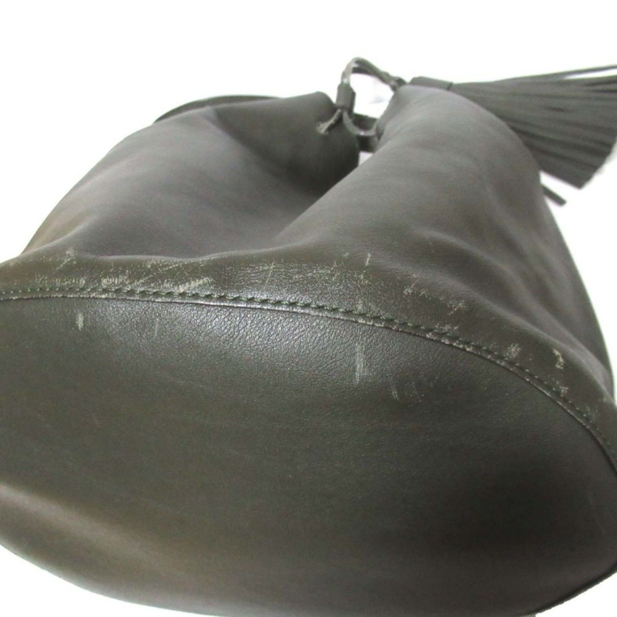 ANYA HINDMARCH VAUGHAN Leather Tassel Drawstring Handbag