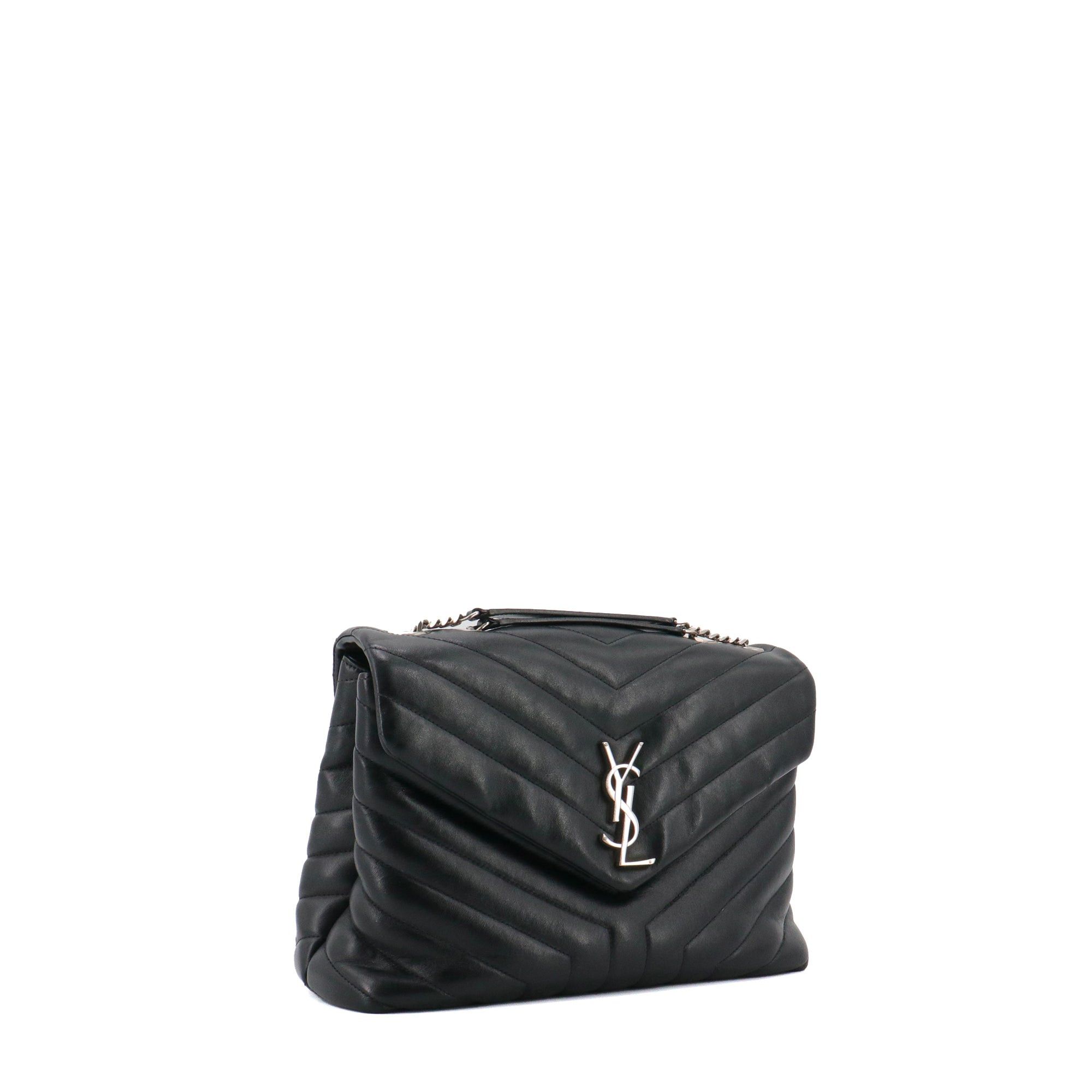 Saint Laurent Paris SAINT LAURENT - Saint Laurent Loulou medium shoulder bag in black chevron leather Size ONE SIZE - 2 Thumbnail