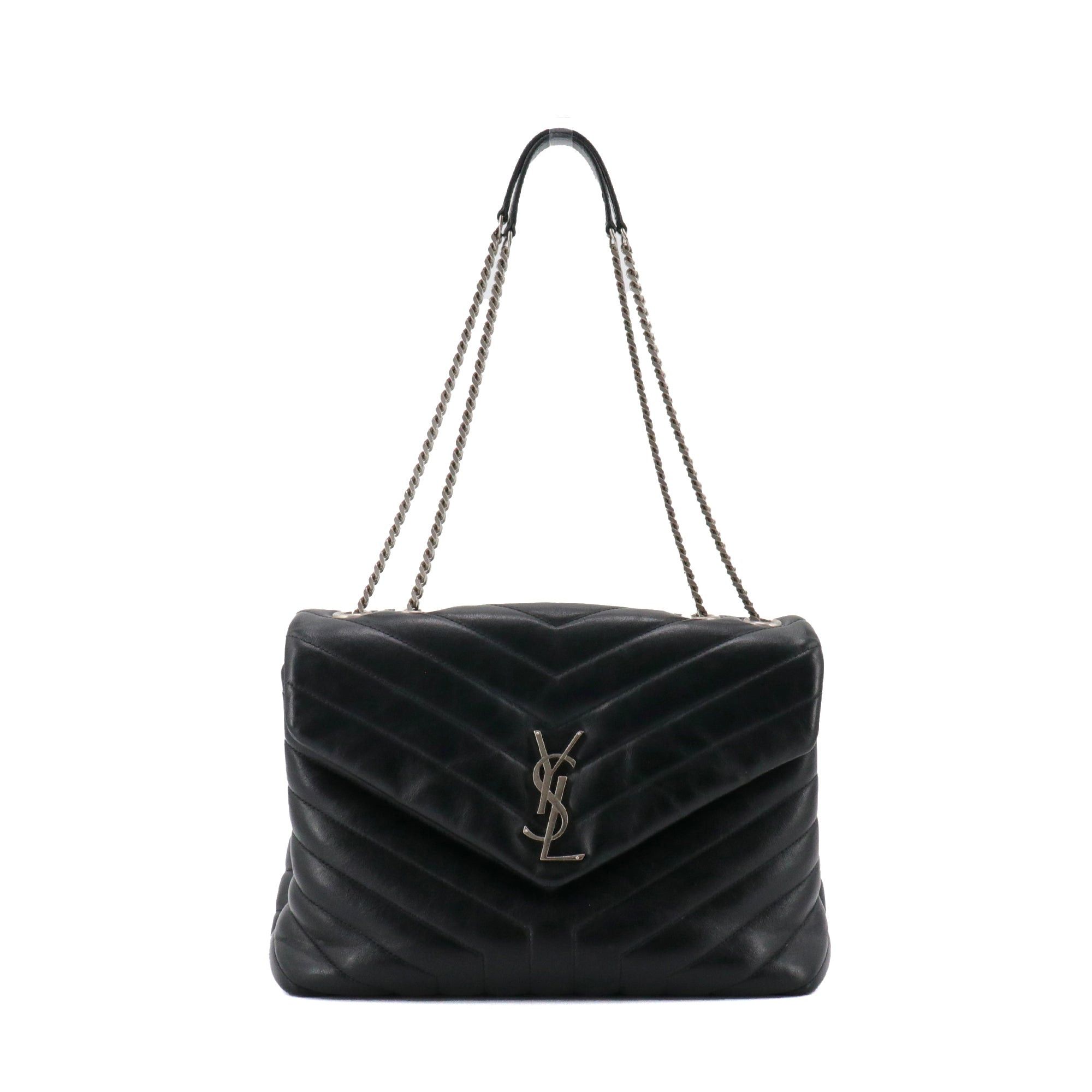 Saint Laurent Paris SAINT LAURENT - Saint Laurent Loulou medium shoulder bag in black chevron leather Size ONE SIZE - 5 Thumbnail