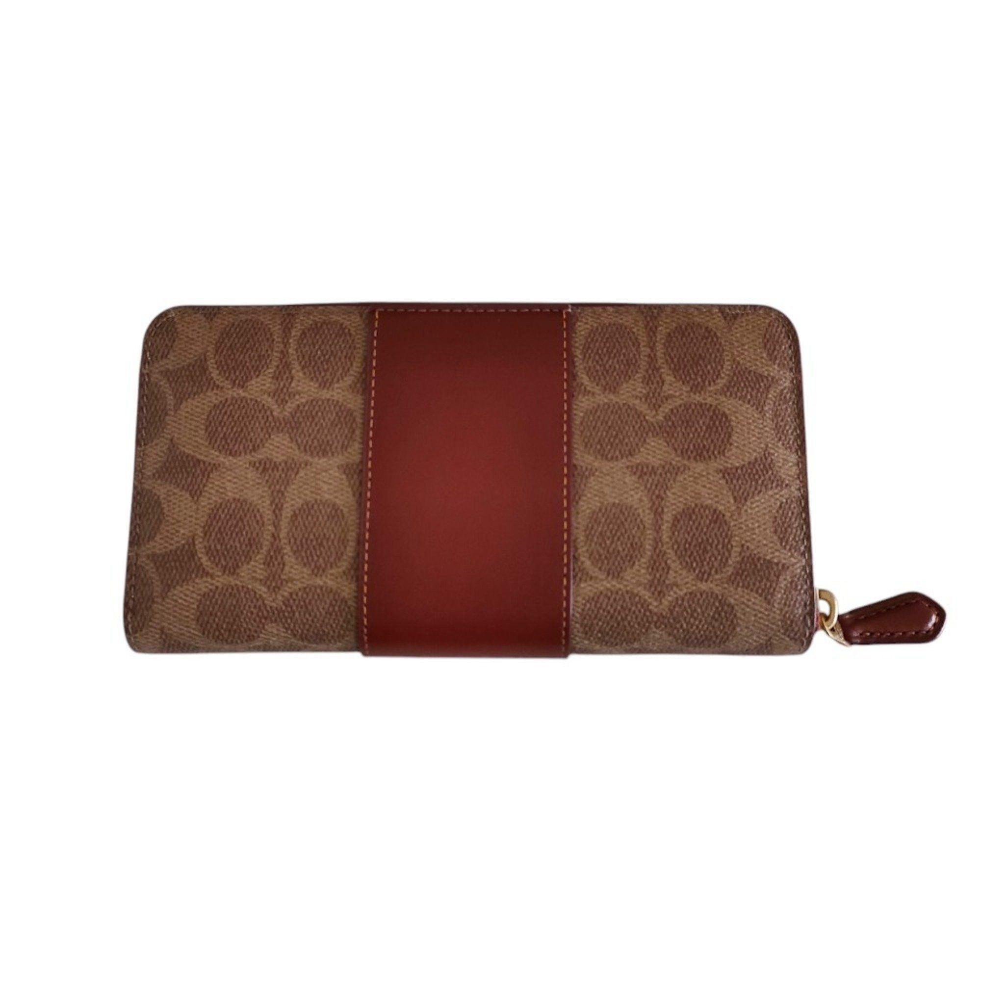 Coach COACH Accordion Zip Wallet Color Block Signature Canvas Long CC490 Brown Women's Size ONE SIZE - 2 Thumbnail