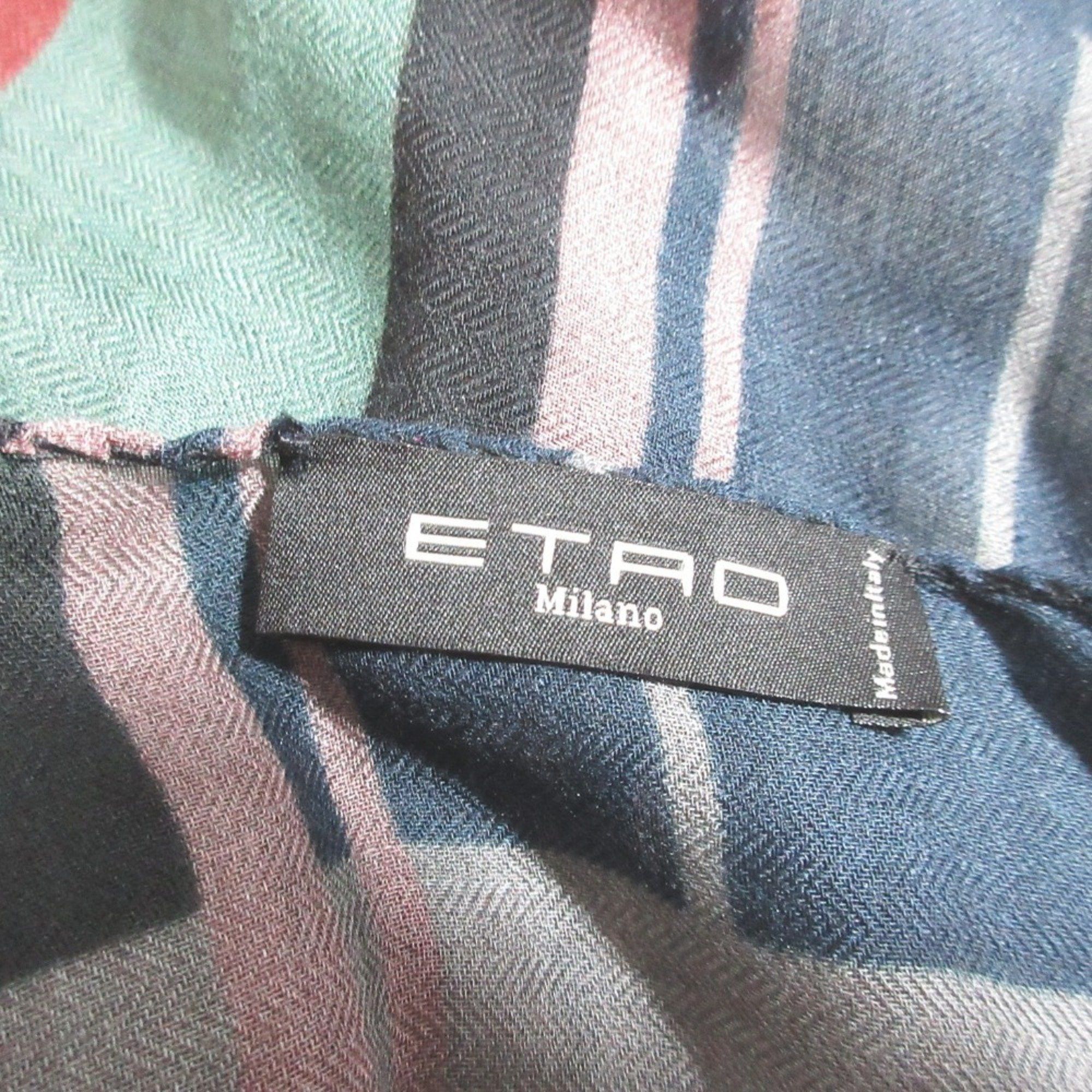Etro ETRO Paisley Rocket Astronaut All-over Pattern Large Stole/Scarf Shawl Scarf Navy Grey Women's Size ONE SIZE - 10 Thumbnail