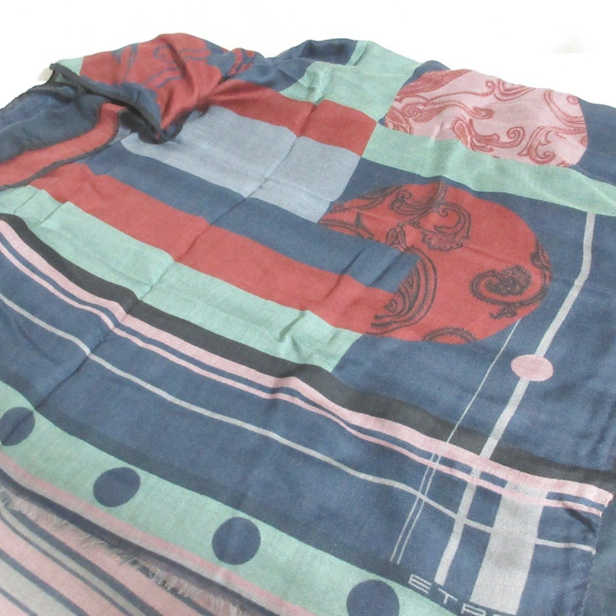 Etro ETRO Paisley Rocket Astronaut All-over Pattern Large Stole/Scarf Shawl Scarf Navy Grey Women's Size ONE SIZE - 3 Thumbnail