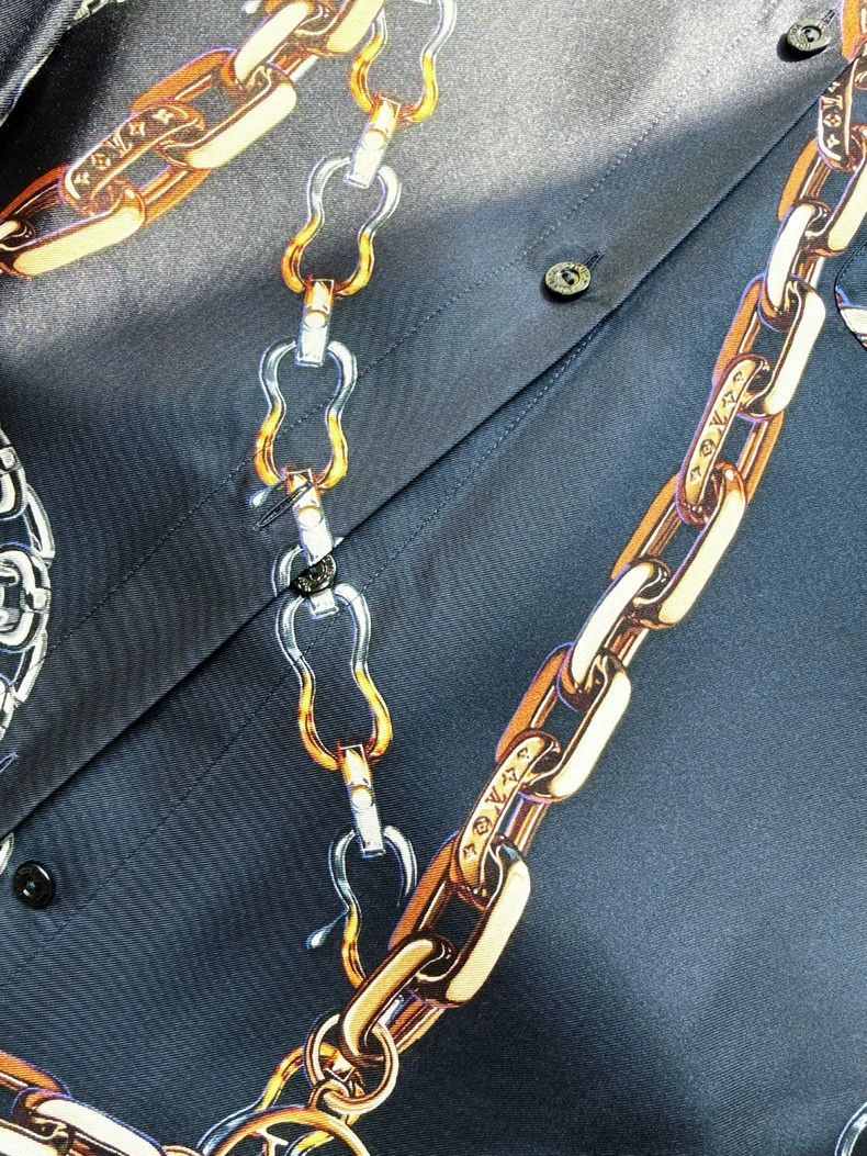 Louis Vuitton Blue Silk Shirt with Chain Pattern- DMC Size US S / EU 44-46 / 1 - 6 Thumbnail