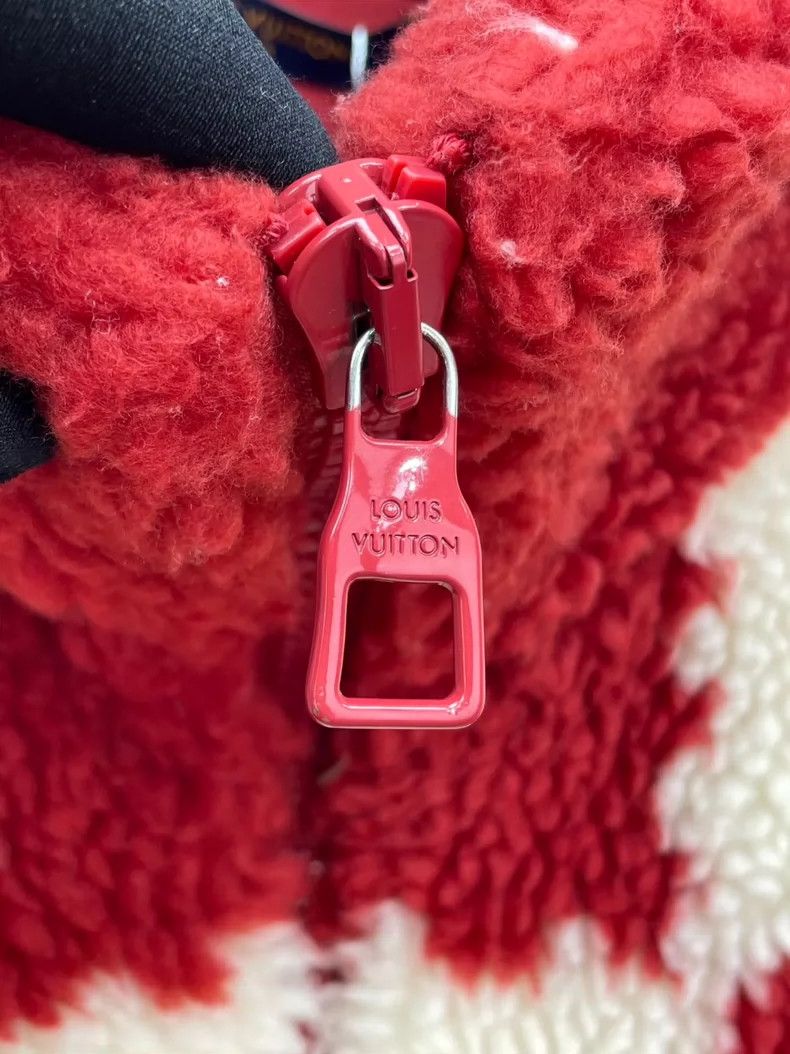 Louis Vuitton Red and White Checkerboard Teddy Jacket- DMC Size US XXL / EU 58 / 5 - 6 Thumbnail
