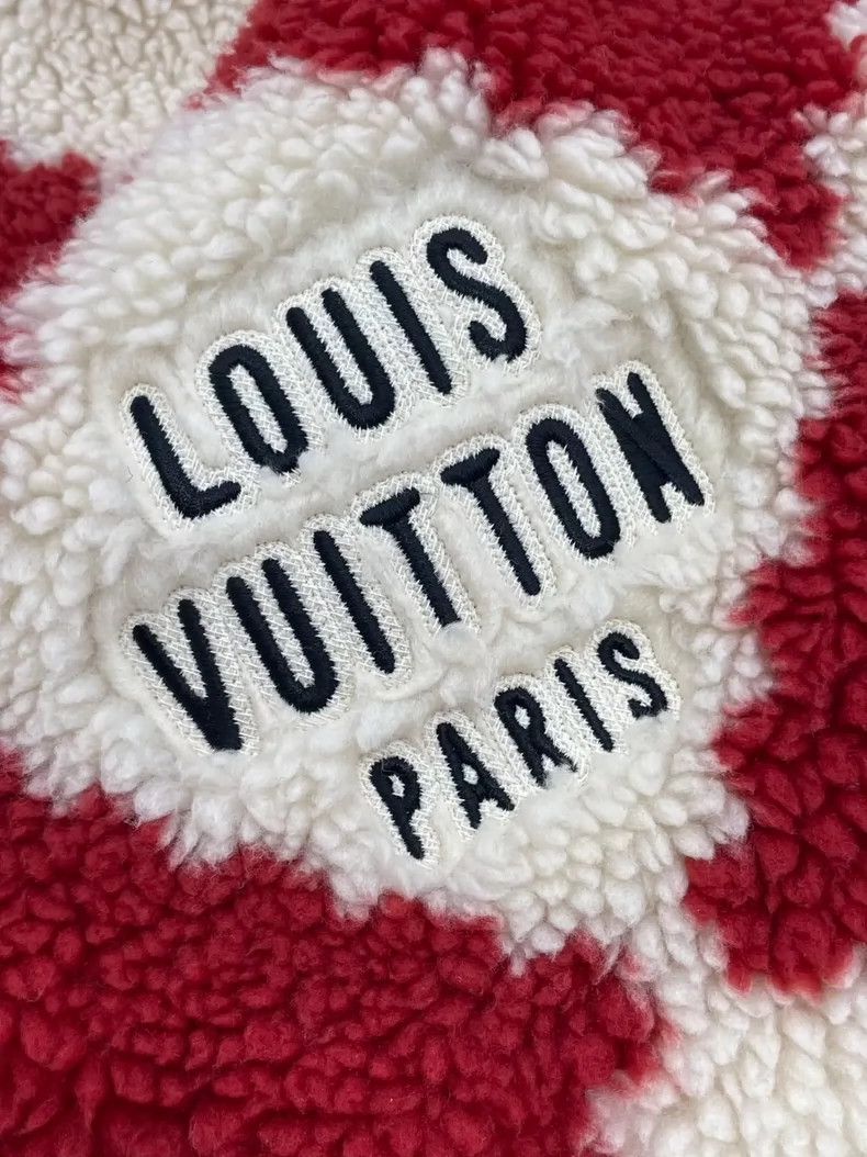 Louis Vuitton Red and White Checkerboard Teddy Jacket- DMC Size US XXL / EU 58 / 5 - 4 Thumbnail