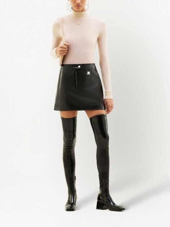 Courreges COURREGES Women Mid Skirts PERCJU001VY0014 9999 Black Size 26" / US 2 / IT 38 - 2 Thumbnail