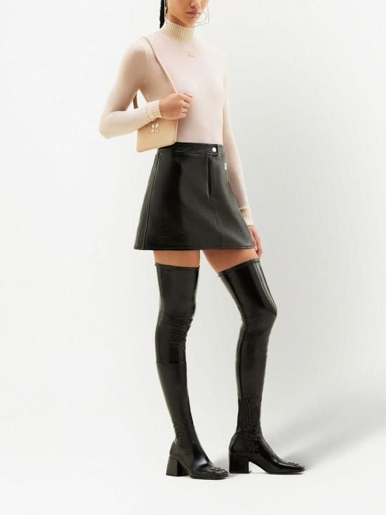 Courreges COURREGES Women Mid Skirts PERCJU001VY0014 9999 Black Size 26" / US 2 / IT 38 - 3 Thumbnail
