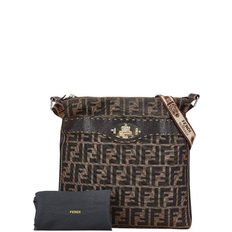 Fendi Fendi Canvas Leather Selleria Zucca Shoulder Bag 8BT109