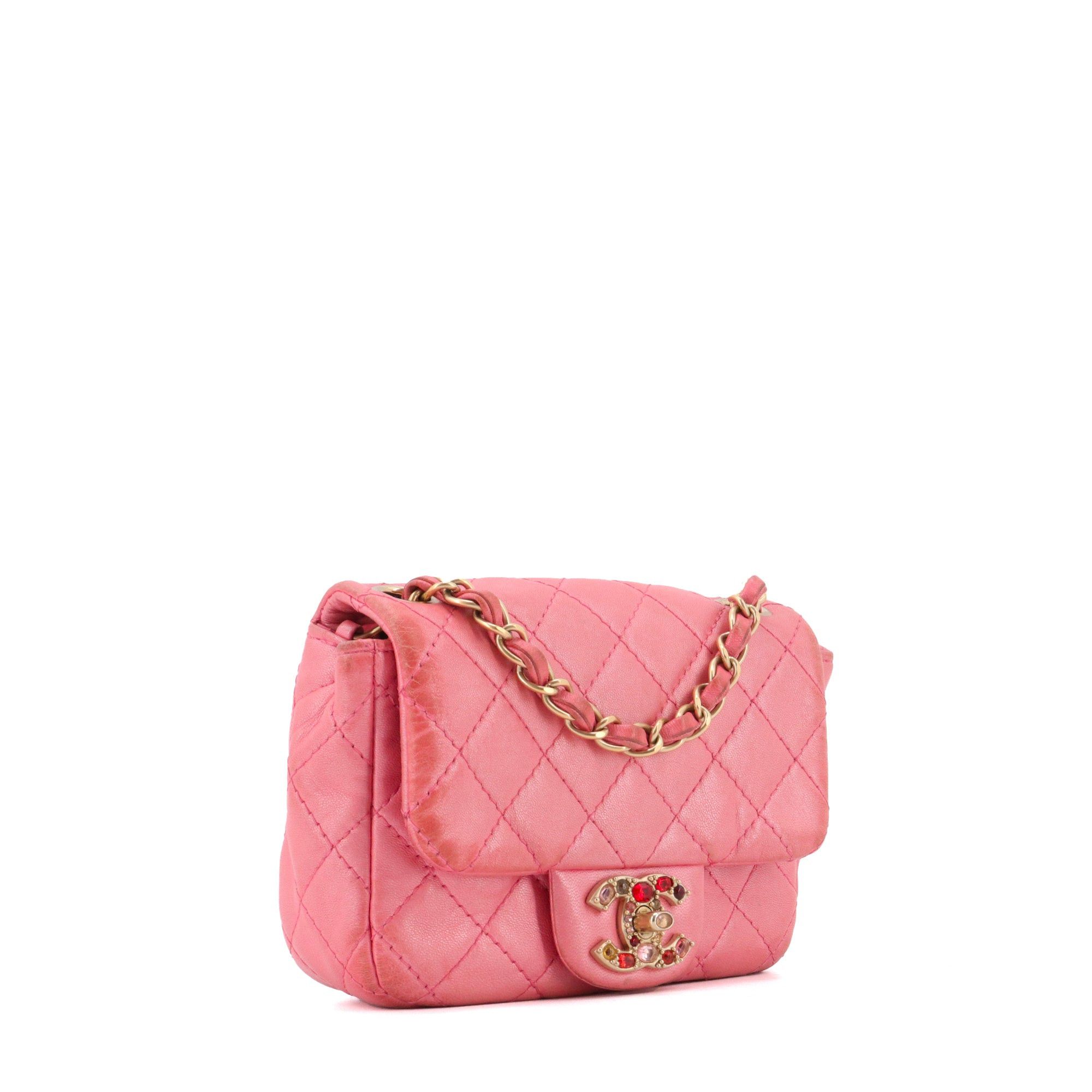Chanel CHANEL - Limited Edition Timeless/Classique Mini Square Chanel Pink Leather Shoulder Bag Size ONE SIZE - 2 Thumbnail