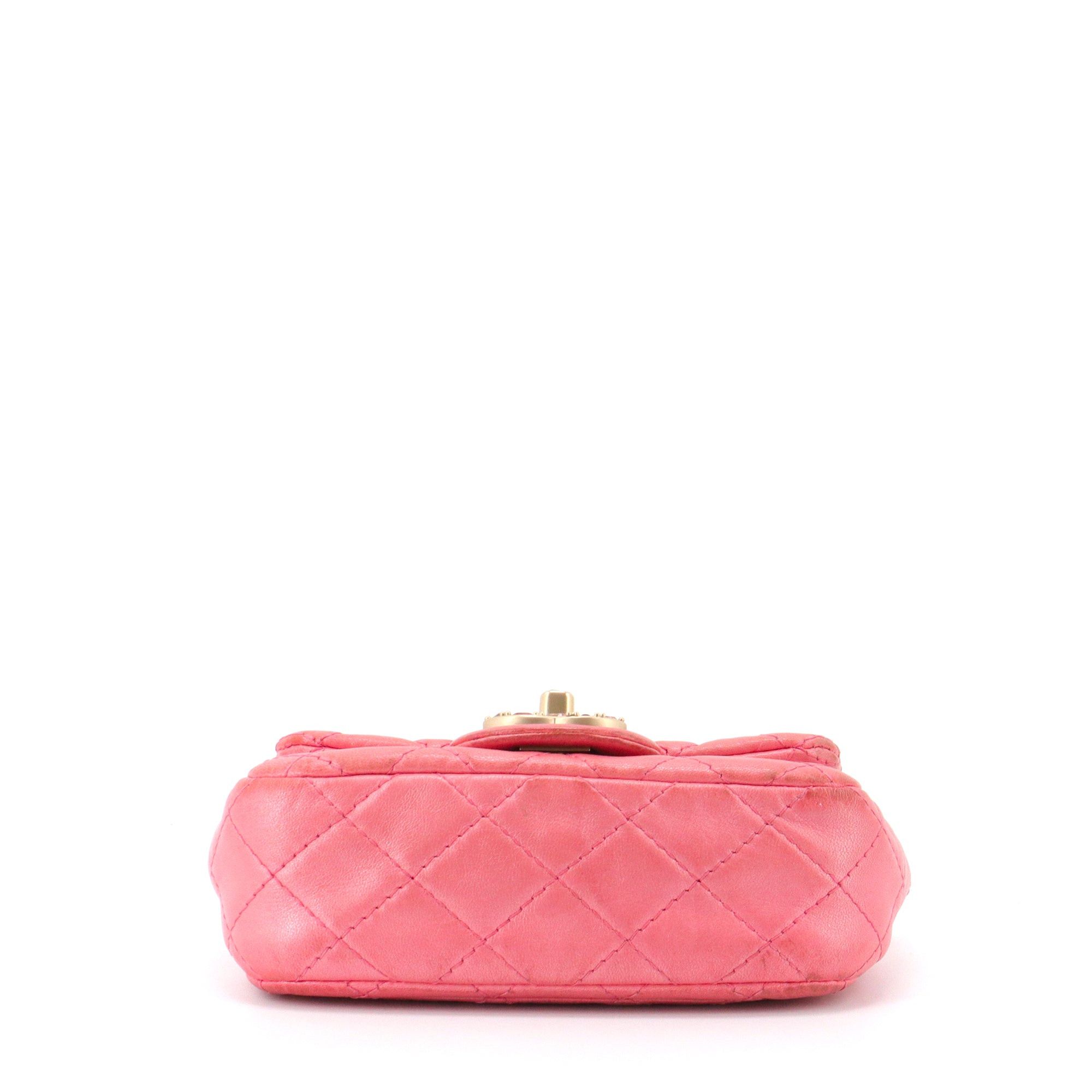 Chanel CHANEL - Limited Edition Timeless/Classique Mini Square Chanel Pink Leather Shoulder Bag Size ONE SIZE - 4 Thumbnail