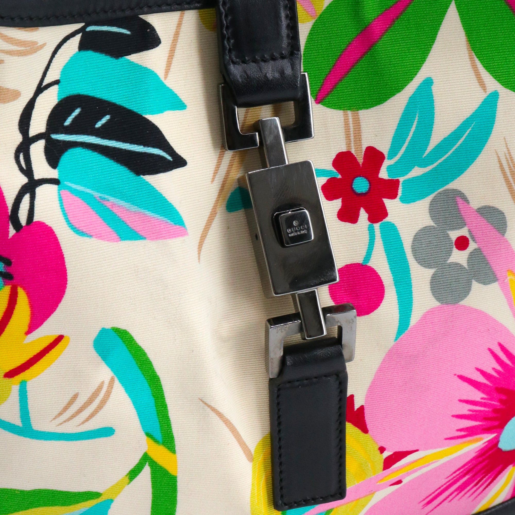 Gucci GUCCI - Gucci Jackie shoulder bag in multicolored floral canvas Size ONE SIZE - 5 Thumbnail