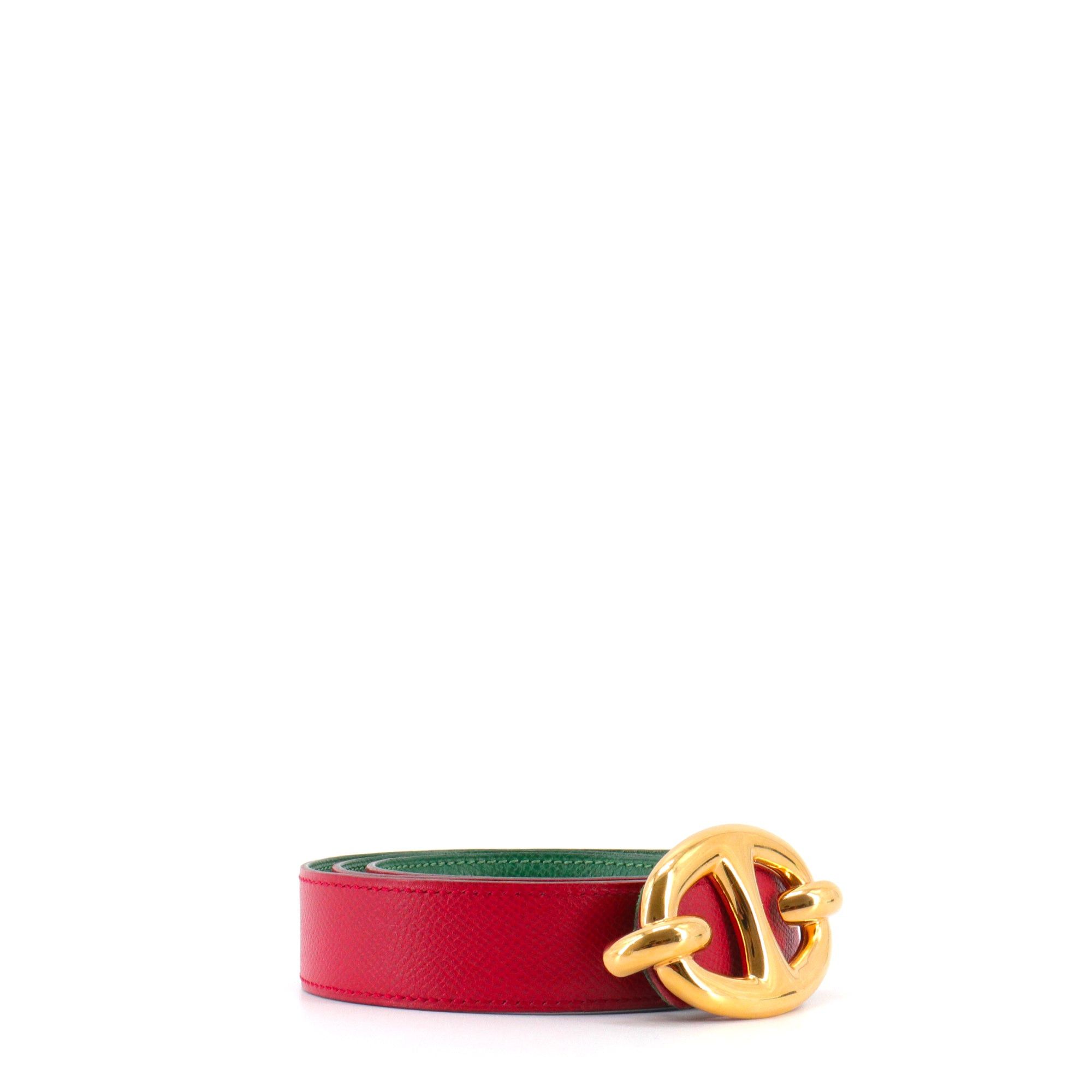Hermes HERMÈS - Hermès Chaine d'Ancre belt in fuchsia and green epsom leather (T78) Size ONE SIZE - 2 Thumbnail