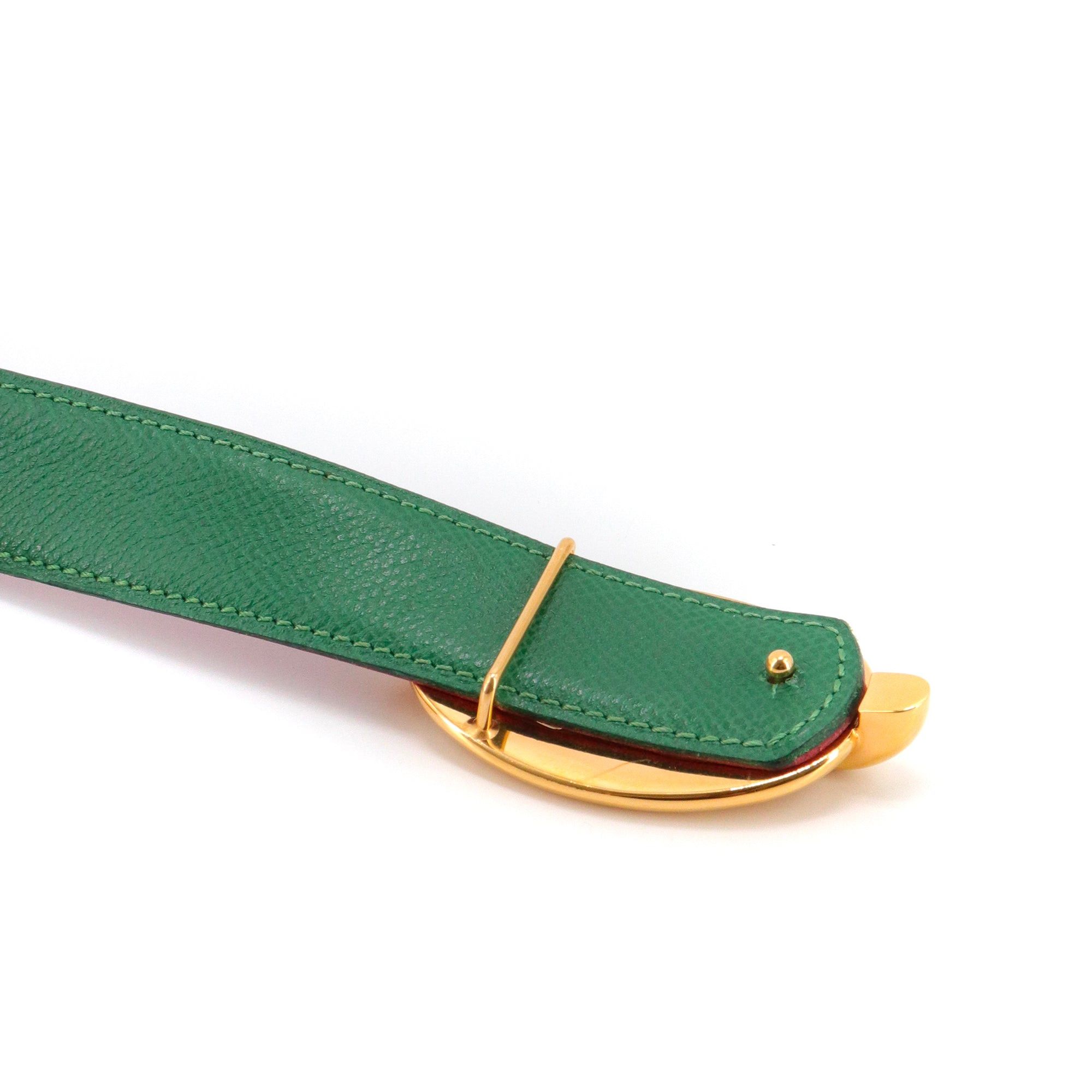 Hermes HERMÈS - Hermès Chaine d'Ancre belt in fuchsia and green epsom leather (T78) Size ONE SIZE - 3 Thumbnail