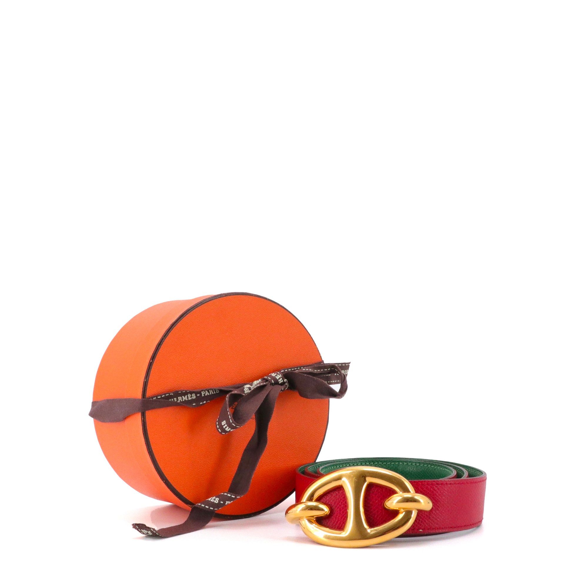 Hermes HERMÈS - Hermès Chaine d'Ancre belt in fuchsia and green epsom leather (T78) Size ONE SIZE - 6 Thumbnail