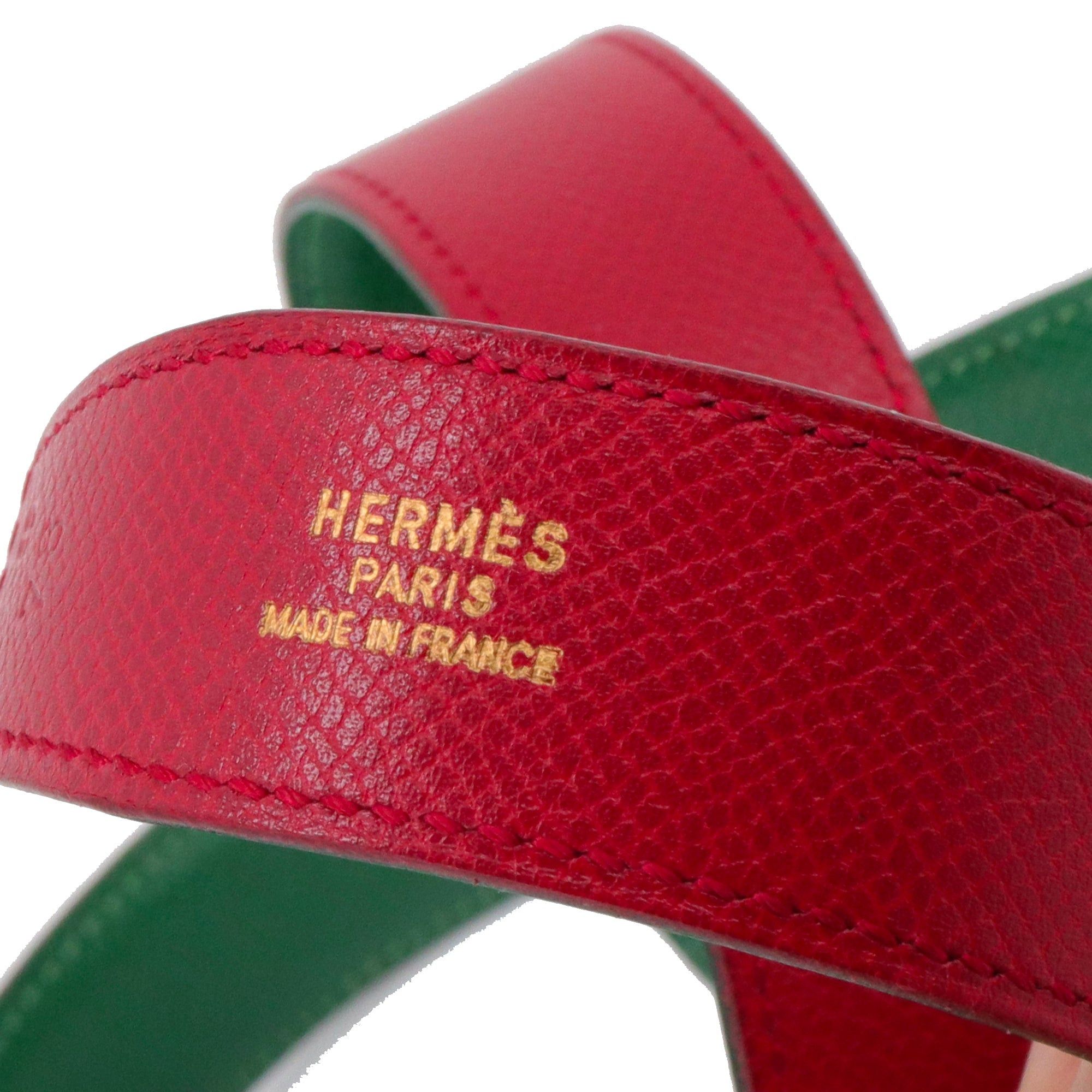 Hermes HERMÈS - Hermès Chaine d'Ancre belt in fuchsia and green epsom leather (T78) Size ONE SIZE - 4 Thumbnail