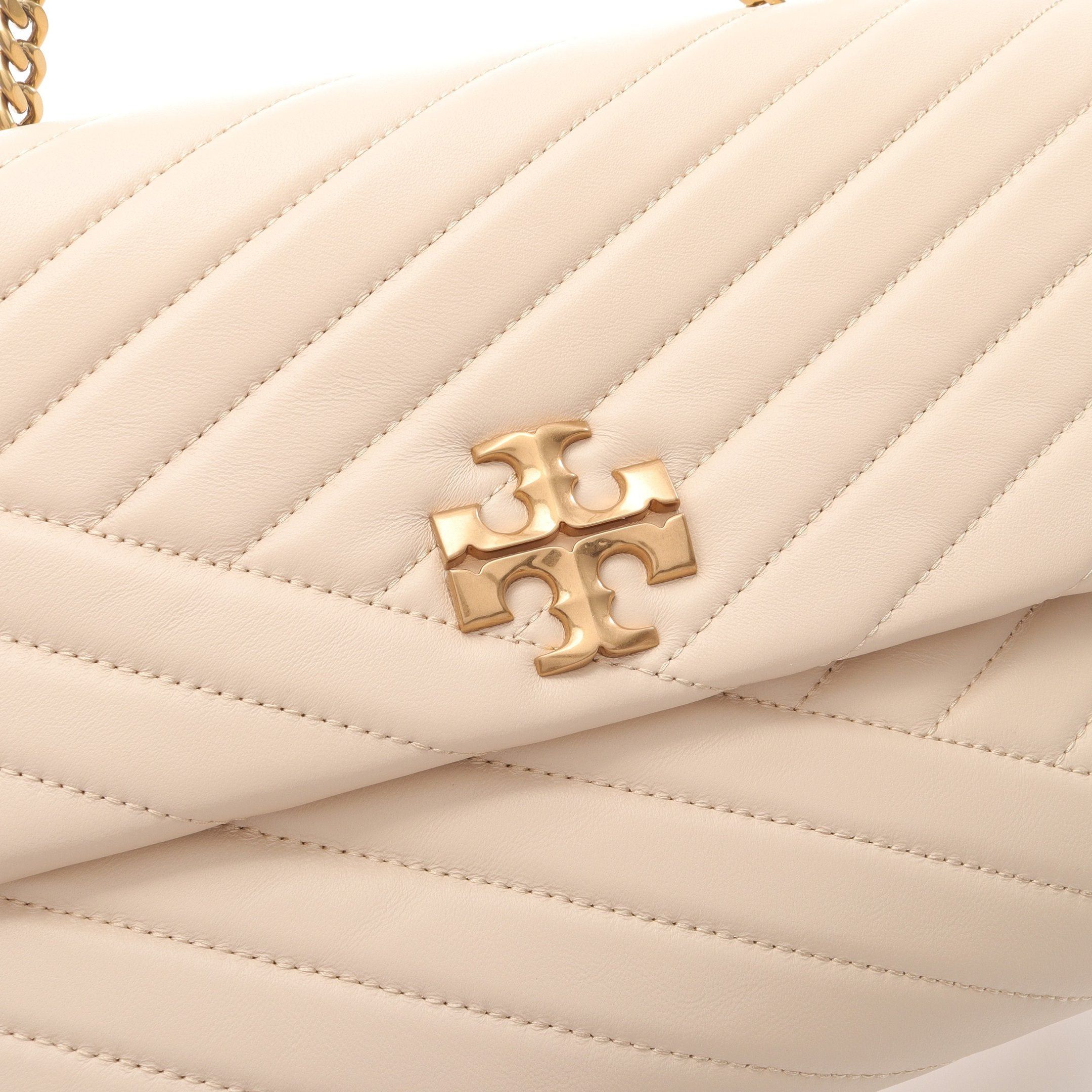 Tory Burch Tory Burch Kira Chevron Convertible Double Chain Shoulder Bag Leather Ivory Size ONE SIZE - 6 Thumbnail