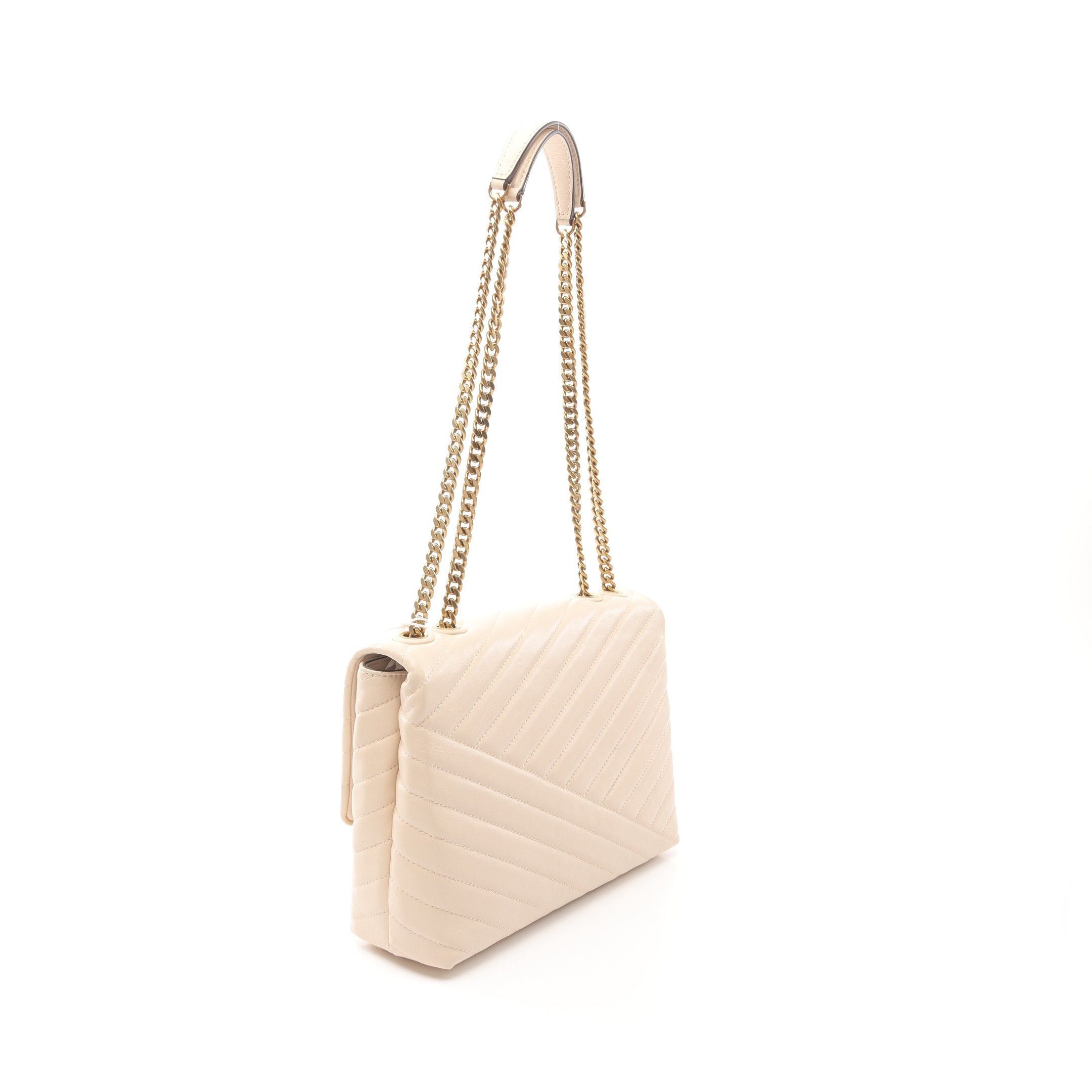 Tory Burch Tory Burch Kira Chevron Convertible Double Chain Shoulder Bag Leather Ivory Size ONE SIZE - 2 Thumbnail