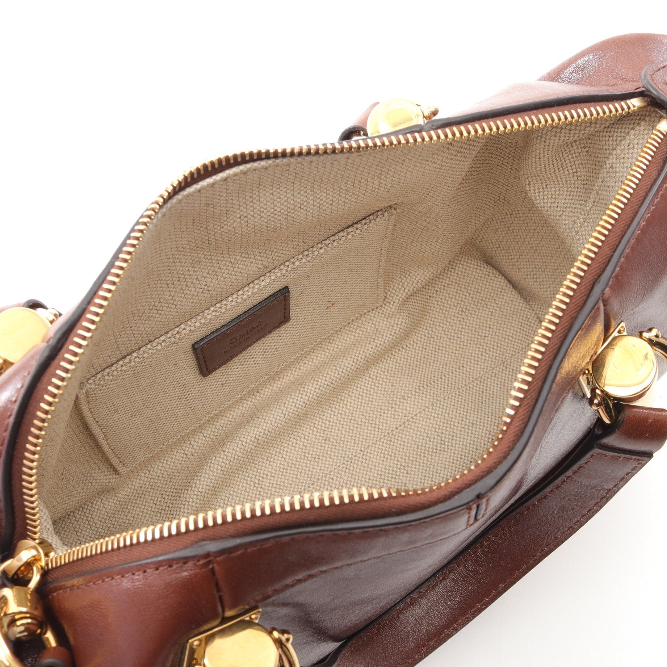 Chloe Chloe Paraty 24 Small Bag Handbag Leather Brown Size ONE SIZE - 3 Thumbnail