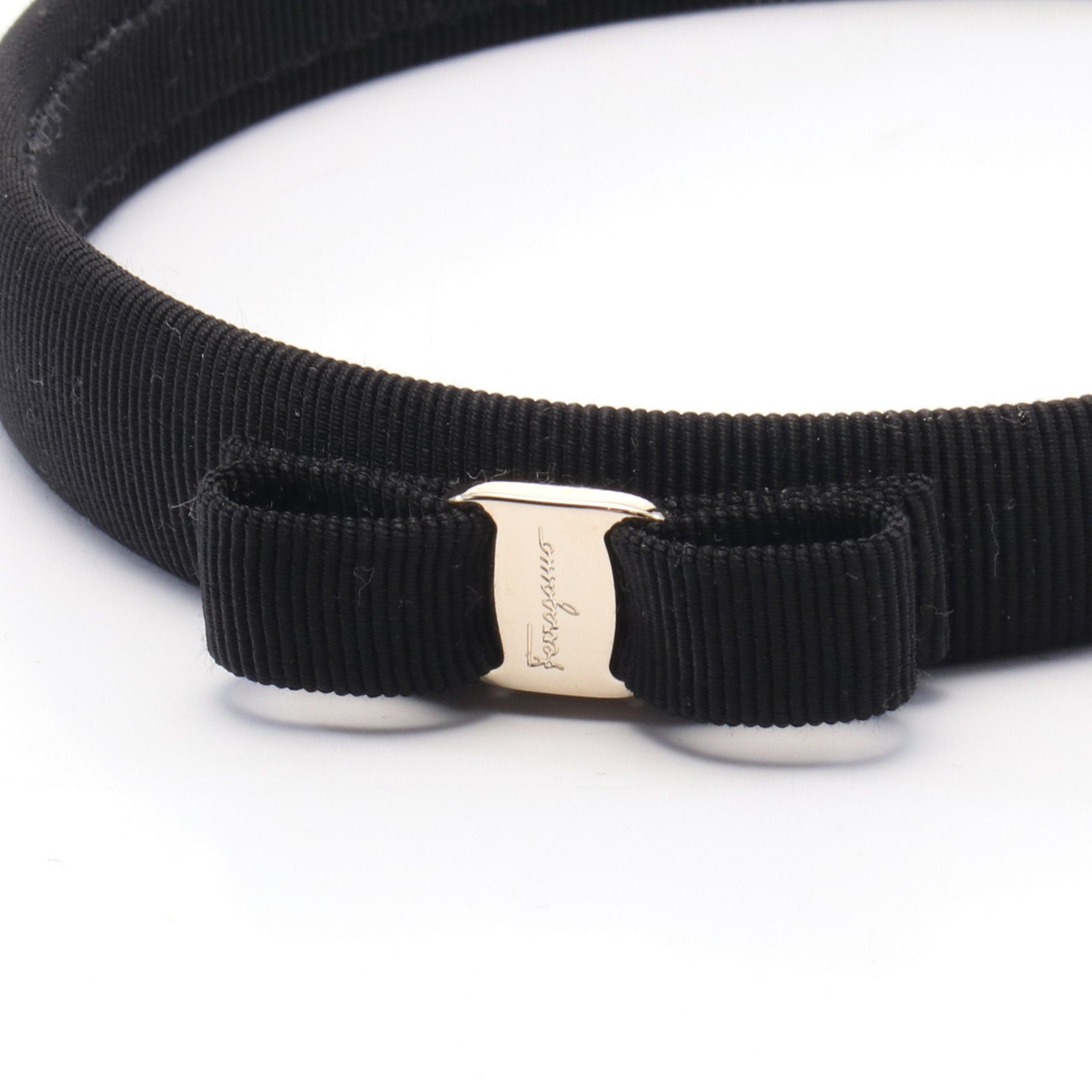 Salvatore Ferragamo Salvatore Ferragamo Vara Ribbon Headband Fabric Gp Black Gold Size ONE SIZE - 3 Thumbnail