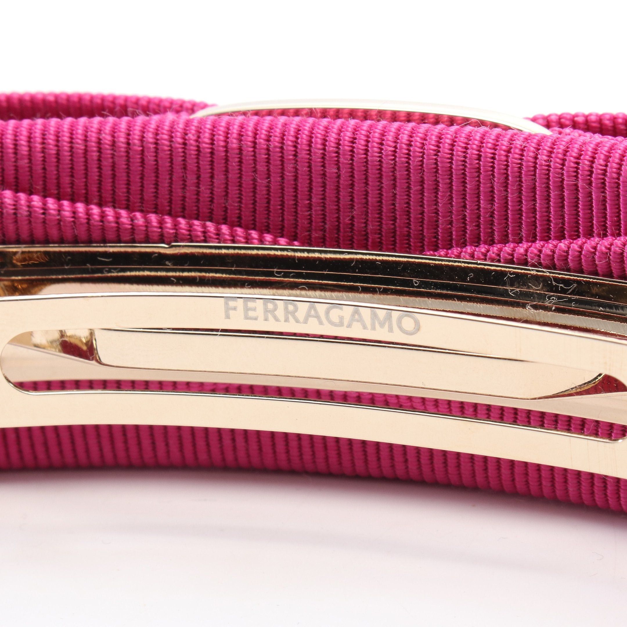 Salvatore Ferragamo Salvatore Ferragamo Vara Ribbon Barretta Fabric Gp Pink Gold Size ONE SIZE - 3 Thumbnail