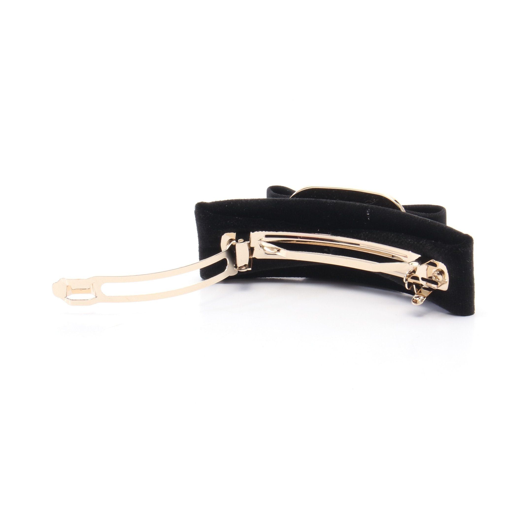Salvatore Ferragamo Salvatore Ferragamo Ribbon Barretta Velvet Gp Crystal Black Gold Clear Size ONE SIZE - 2 Thumbnail
