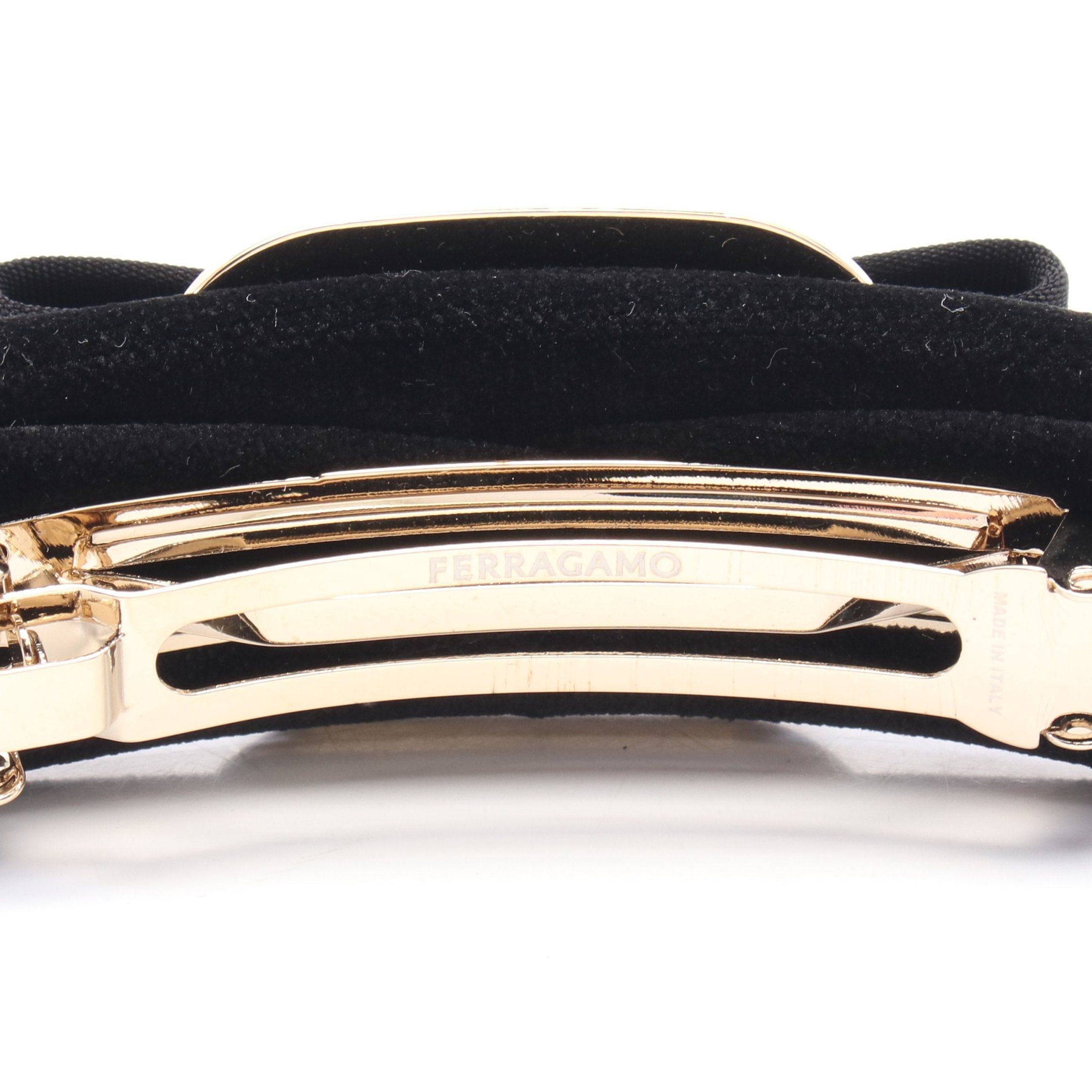Salvatore Ferragamo Salvatore Ferragamo Ribbon Barretta Velvet Gp Crystal Black Gold Clear Size ONE SIZE - 3 Thumbnail