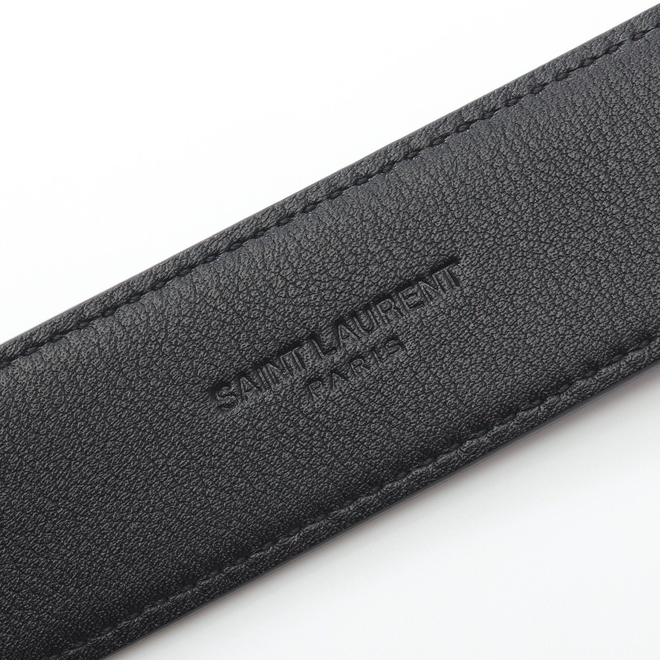 Yves Saint Laurent Yves Saint Laurent Cassandra Belt Leather Black Silver Hardware Size ONE SIZE - 4 Thumbnail