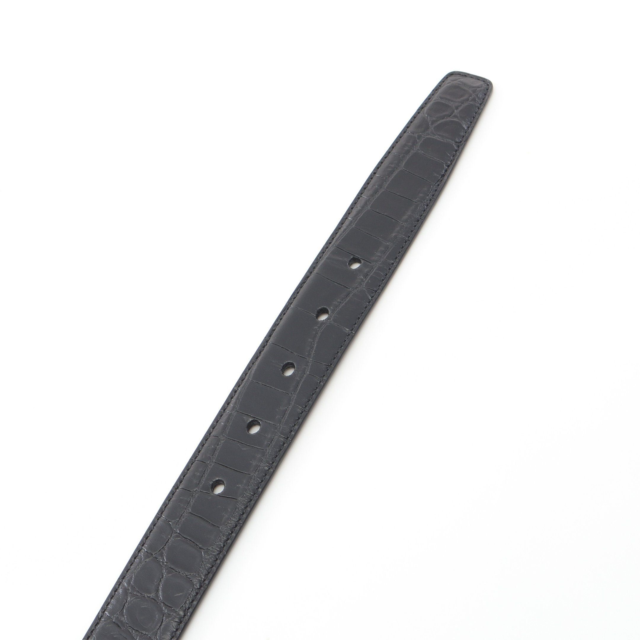 Yves Saint Laurent Yves Saint Laurent Cassandra Belt Leather Black Croc Embossed Silver Hardware Size ONE SIZE - 3 Thumbnail