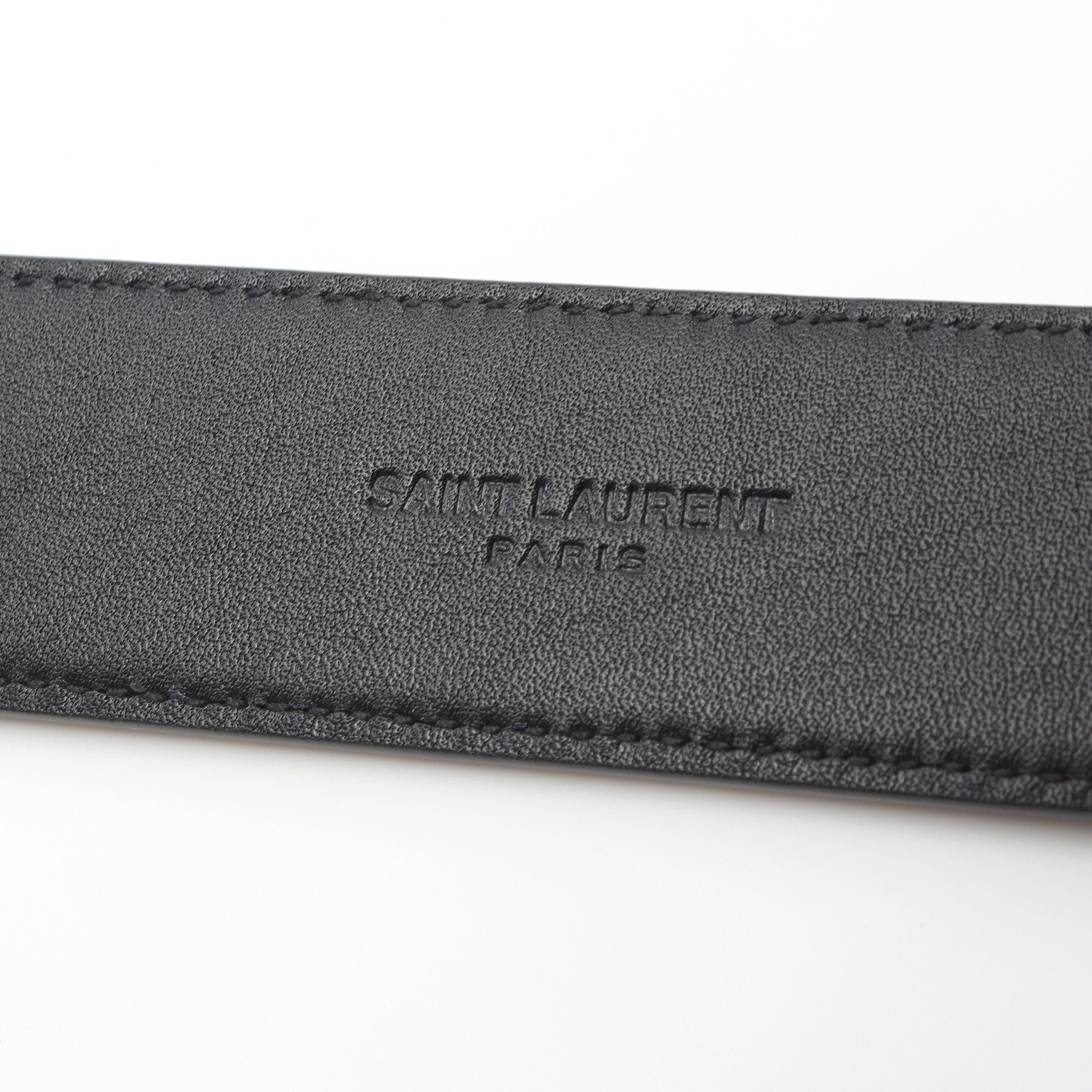 Yves Saint Laurent Yves Saint Laurent Cassandra Belt Leather Black Croc Embossed Silver Hardware Size ONE SIZE - 4 Thumbnail