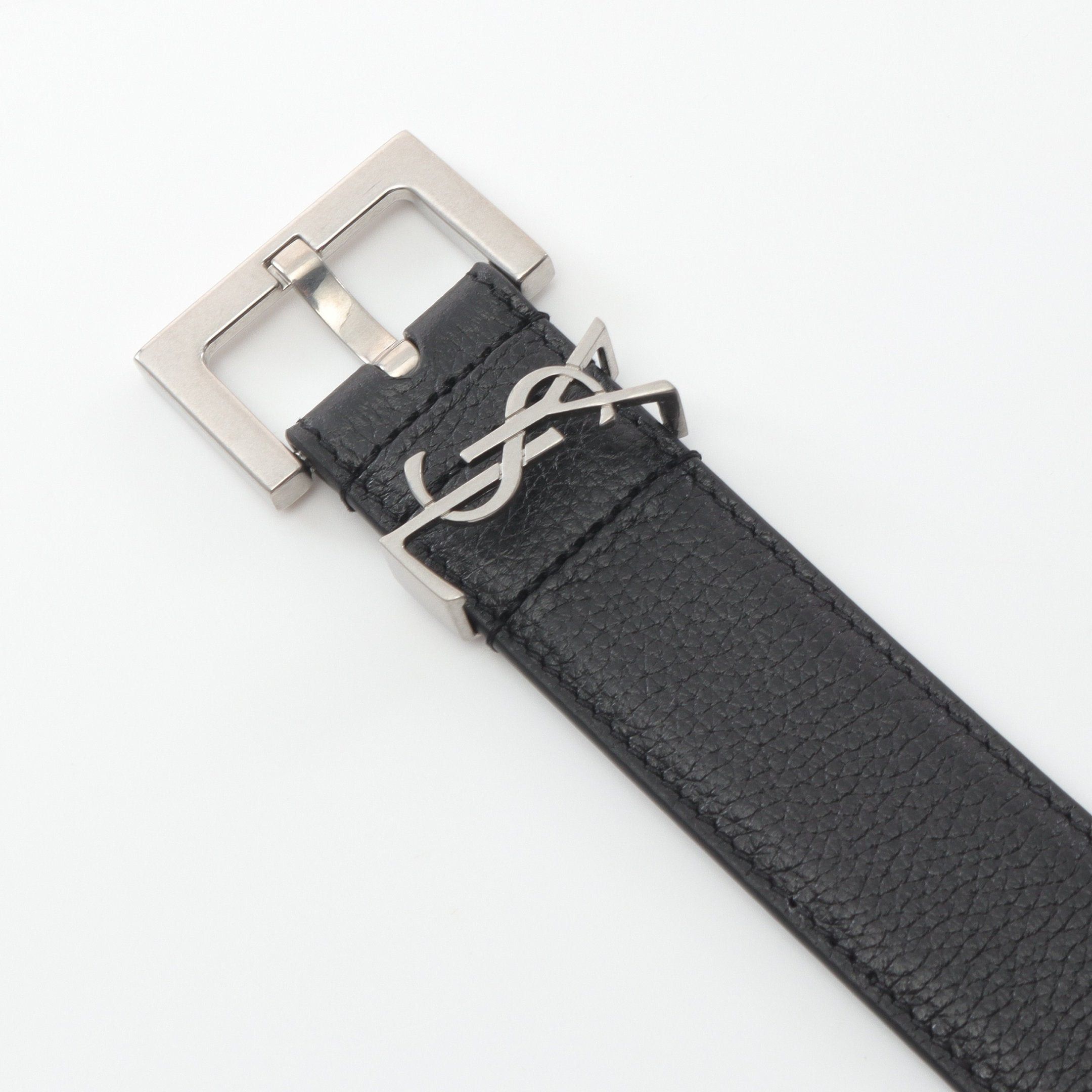 Yves Saint Laurent Yves Saint Laurent Cassandra Belt Leather Black Silver Hardware Size ONE SIZE - 2 Thumbnail