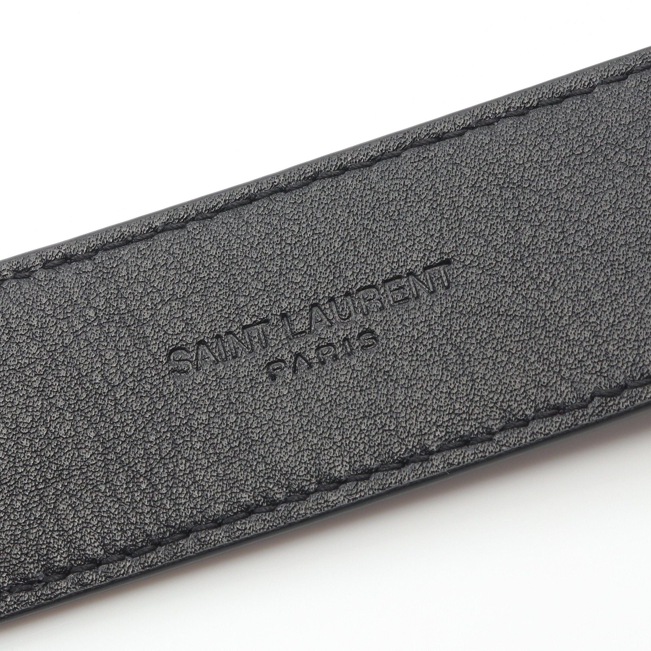 Yves Saint Laurent Yves Saint Laurent Cassandra Belt Leather Black Silver Hardware Size ONE SIZE - 4 Thumbnail