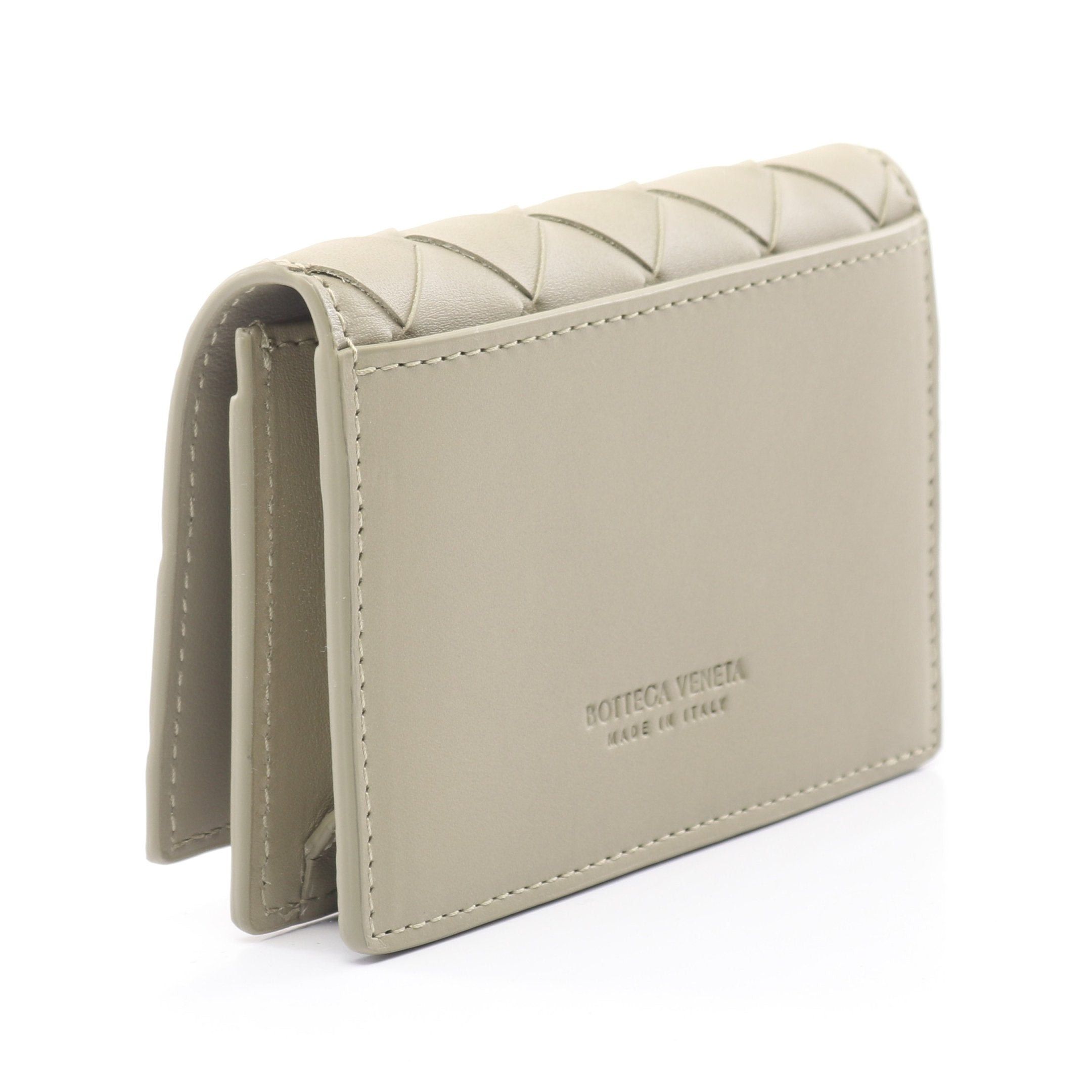 Bottega Veneta Bottega Veneta Intrecciato Card Case Name Holder Leather Khaki Beige Size ONE SIZE - 2 Thumbnail