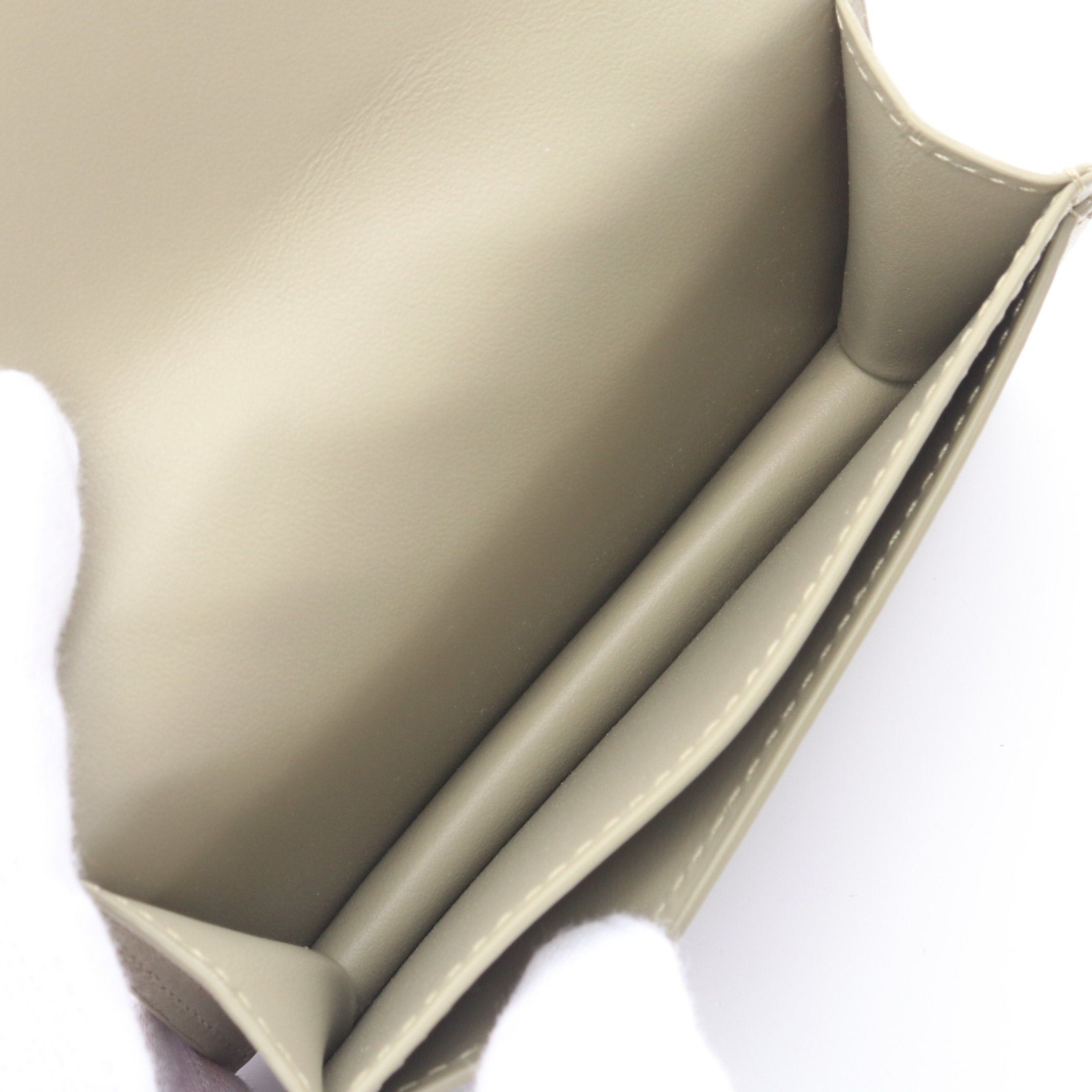 Bottega Veneta Bottega Veneta Intrecciato Card Case Name Holder Leather Khaki Beige Size ONE SIZE - 3 Thumbnail