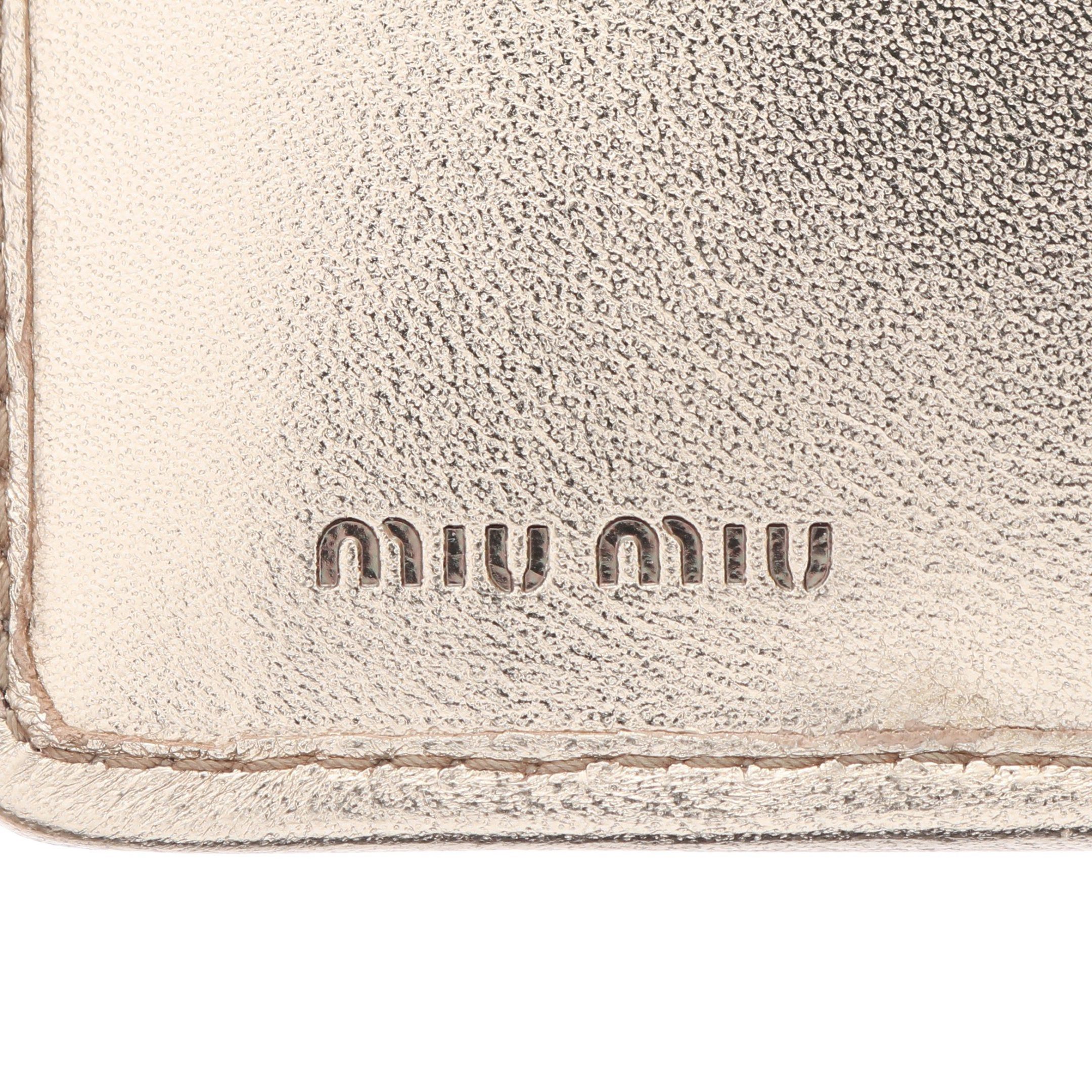 Miu Miu Miu Miu Matelasse Bi-Fold Wallet Leather Gold Size ONE SIZE - 4 Thumbnail
