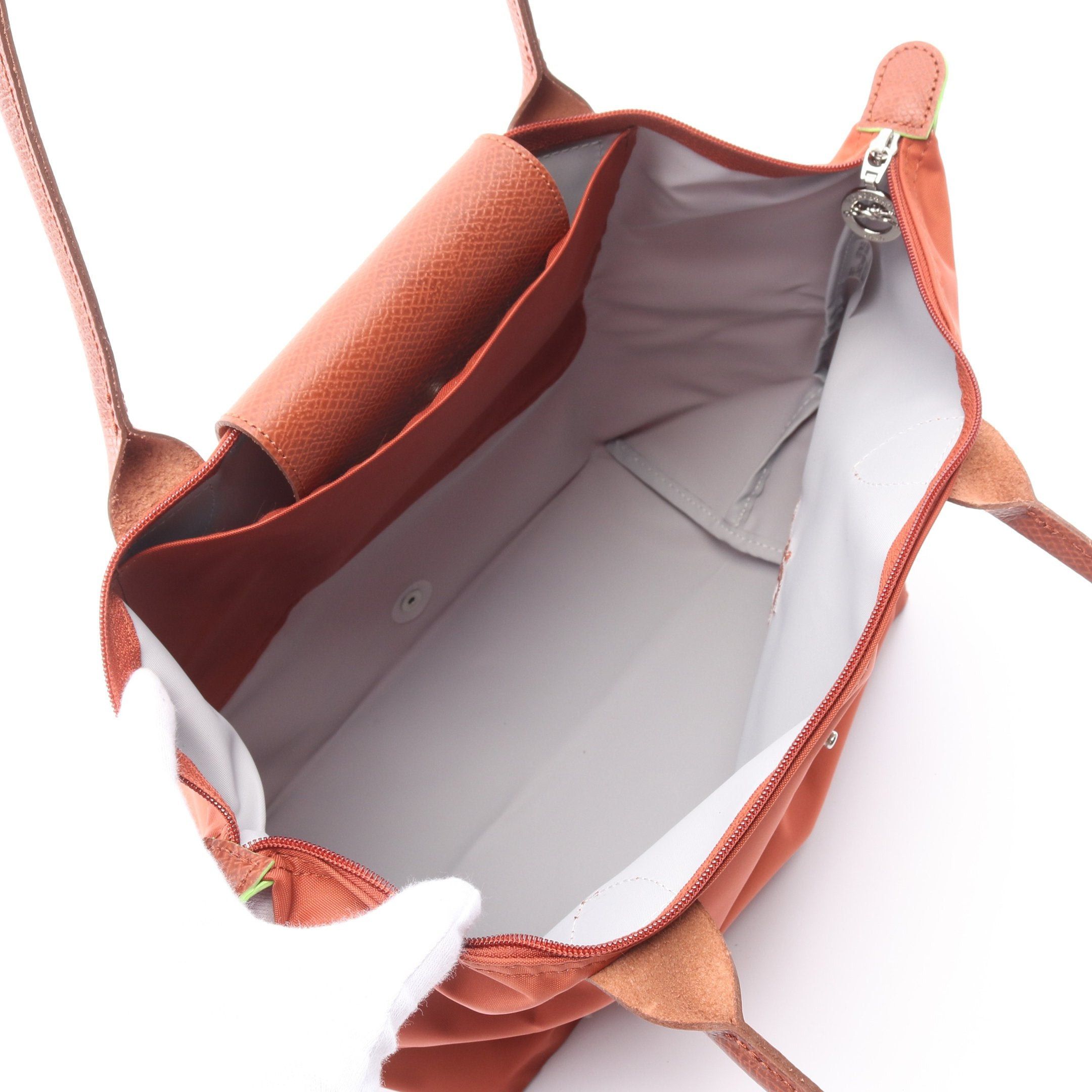 Longchamp Longchamp Le Preage Green M Shoulder Bag Tote Canvas Leather Orange Brown Size ONE SIZE - 3 Thumbnail
