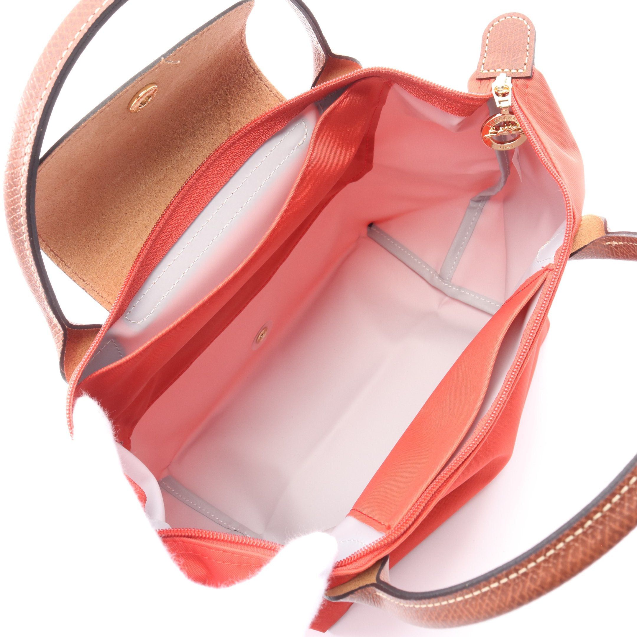 Longchamp Longchamp Le Preage Original Top Handle Bag S Handbag Canvas Leather Orange Red Brown Size ONE SIZE - 3 Thumbnail