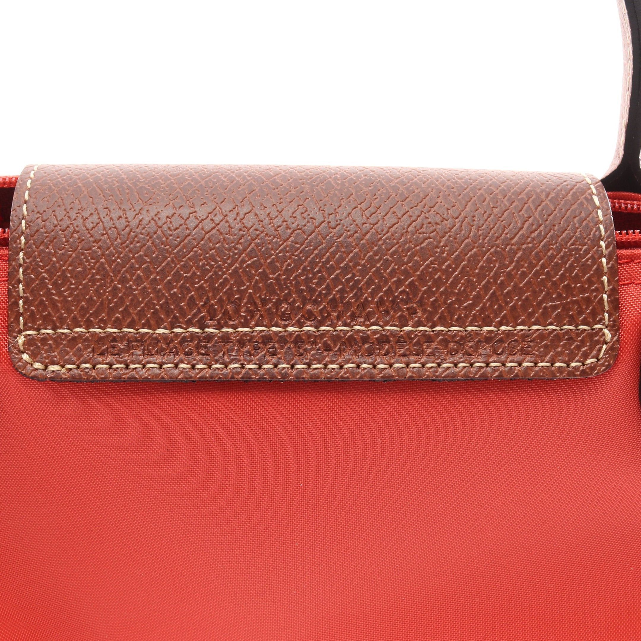 Longchamp Longchamp Le Preage Original Top Handle Bag S Handbag Canvas Leather Orange Red Brown Size ONE SIZE - 4 Thumbnail