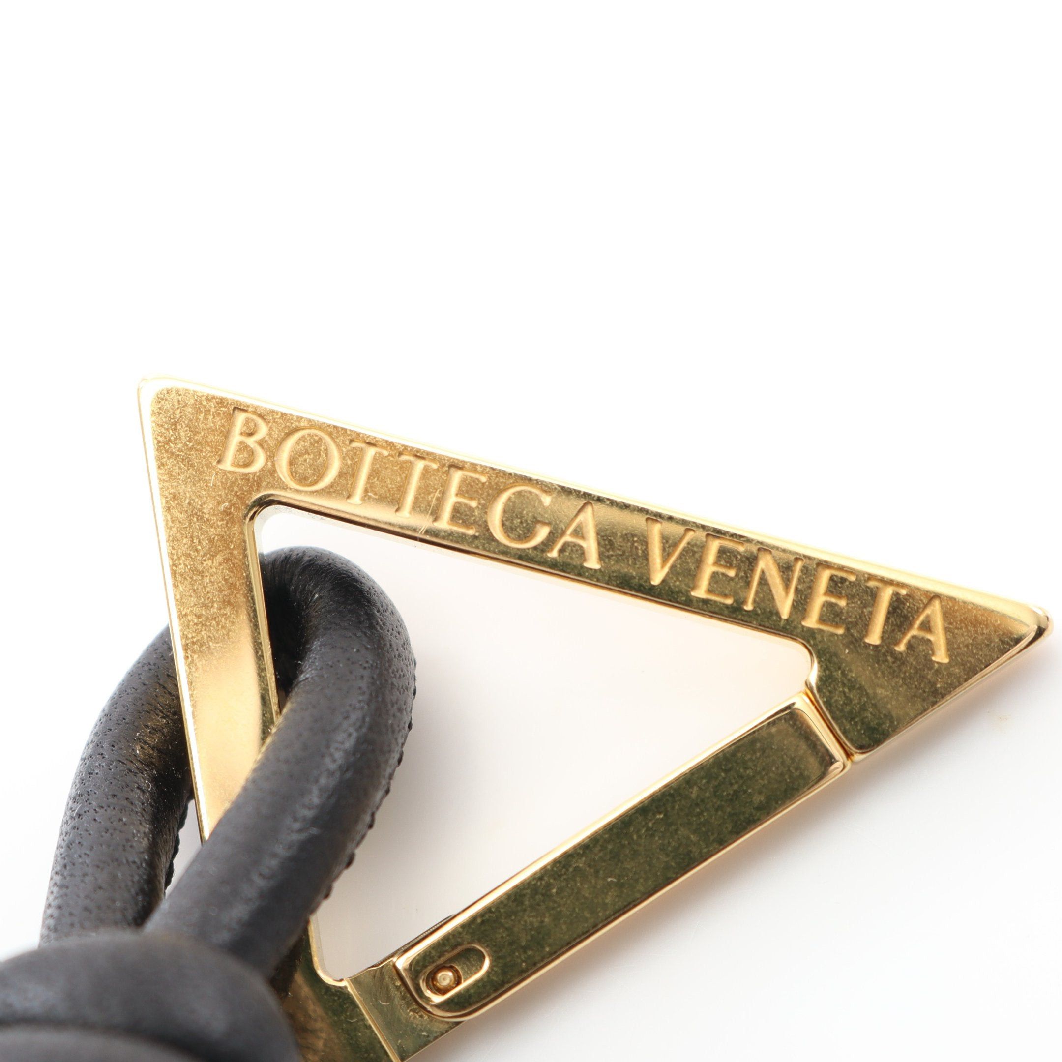 Bottega Veneta Bottega Veneta Triangle Key Ring Bag Charm Leather Black Gold Size ONE SIZE - 3 Thumbnail