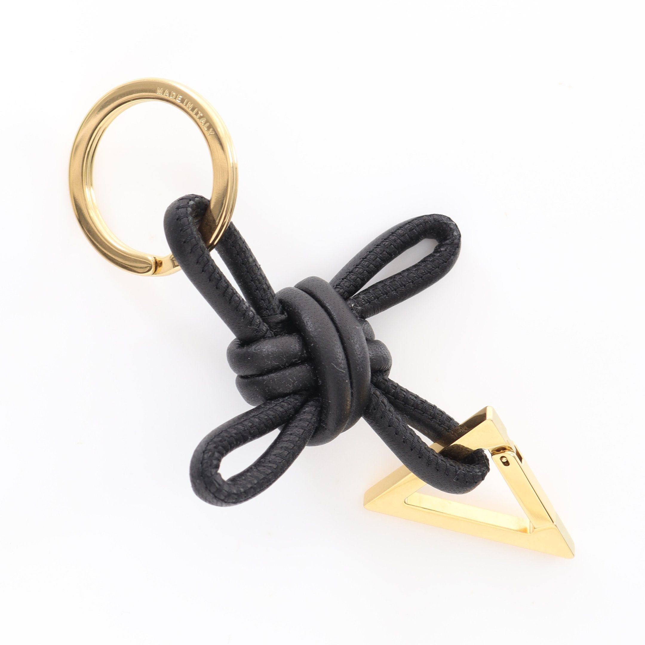 Bottega Veneta Bottega Veneta Triangle Key Ring Bag Charm Leather Black Gold Size ONE SIZE - 2 Thumbnail